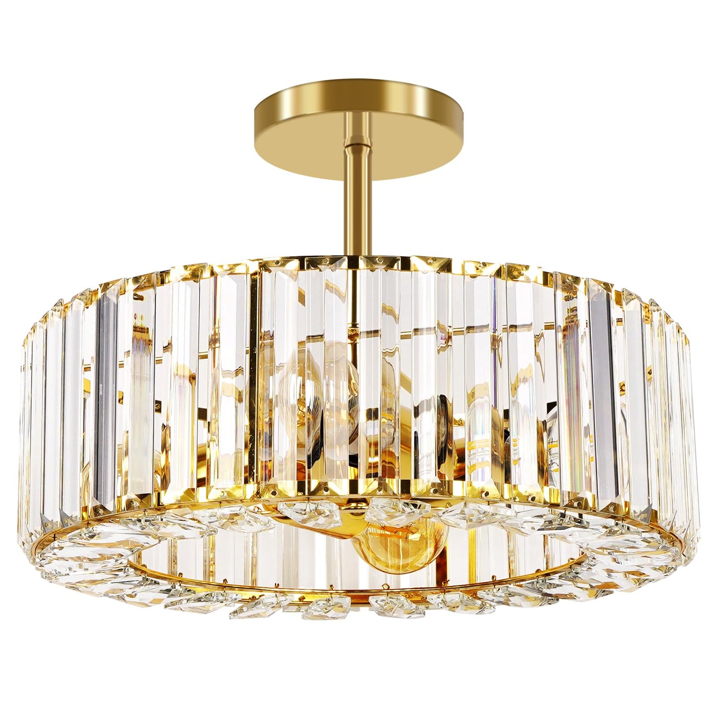 FRIDEKO HOME Modern Kronleuchter Kristall Deckenleuchte Gold,Kleine Kristall Deckenlampe E27 Fassung für Wohnzimmer Schlafzimmer Küche Flur,Ø23cm