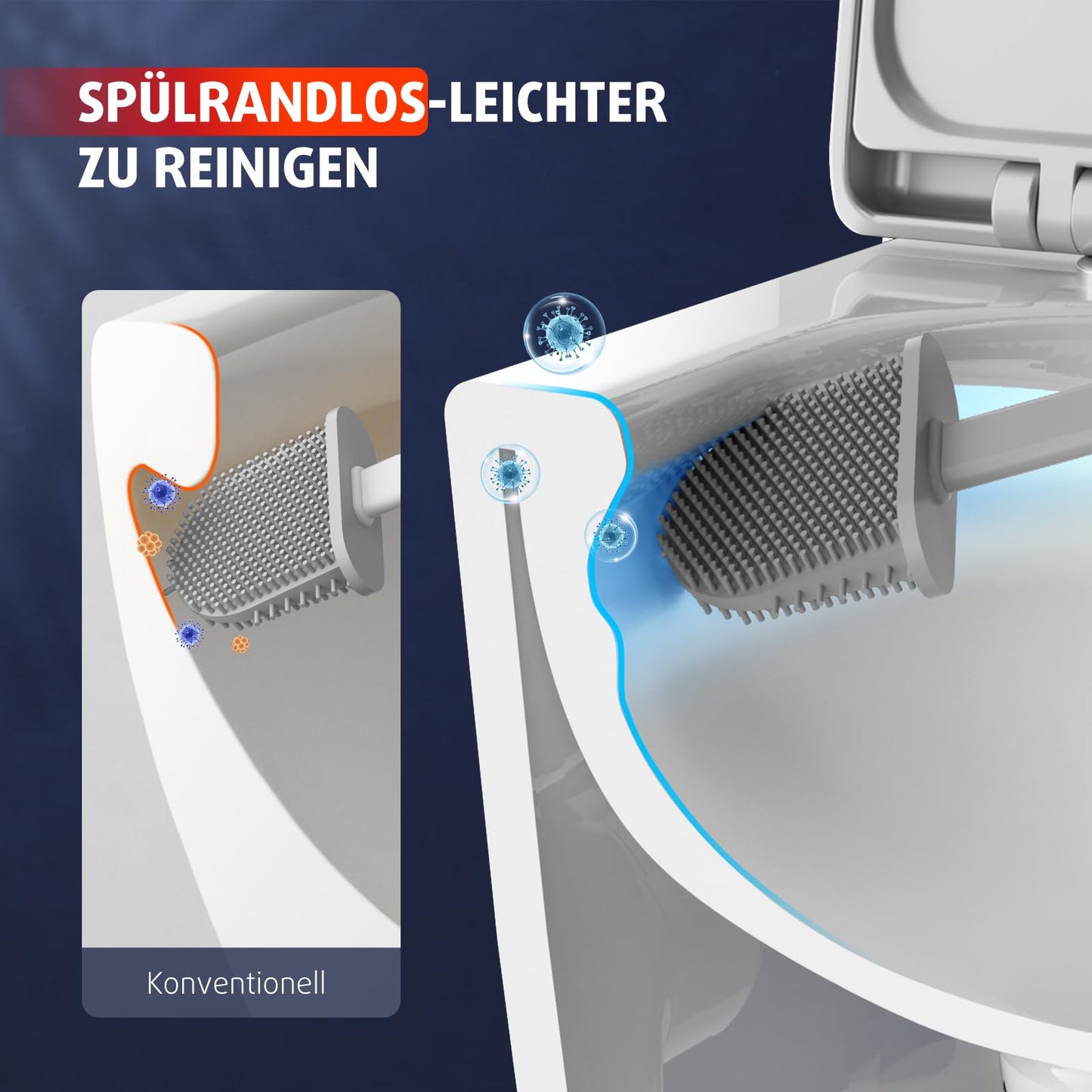Rainsworth Spülrandlos Wand-WC Tiefspül Toilette - Hänge Toiletten mit effizienter Spültechnik, Kloschüssel inklusive WC-Sitz mit Absenkautomatik und Schnellspanner, Weiß, 48,5 cm lang