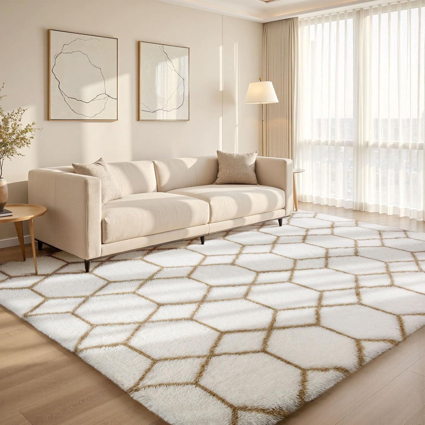 Treeboy High Pile Rug Grey Carpet Living Room 160 x 230 cm Washable Non-Slip Extra Large Rugs Bedroom Fluffy Modern Rugs Mat Rugs for Bedroom Children's Room