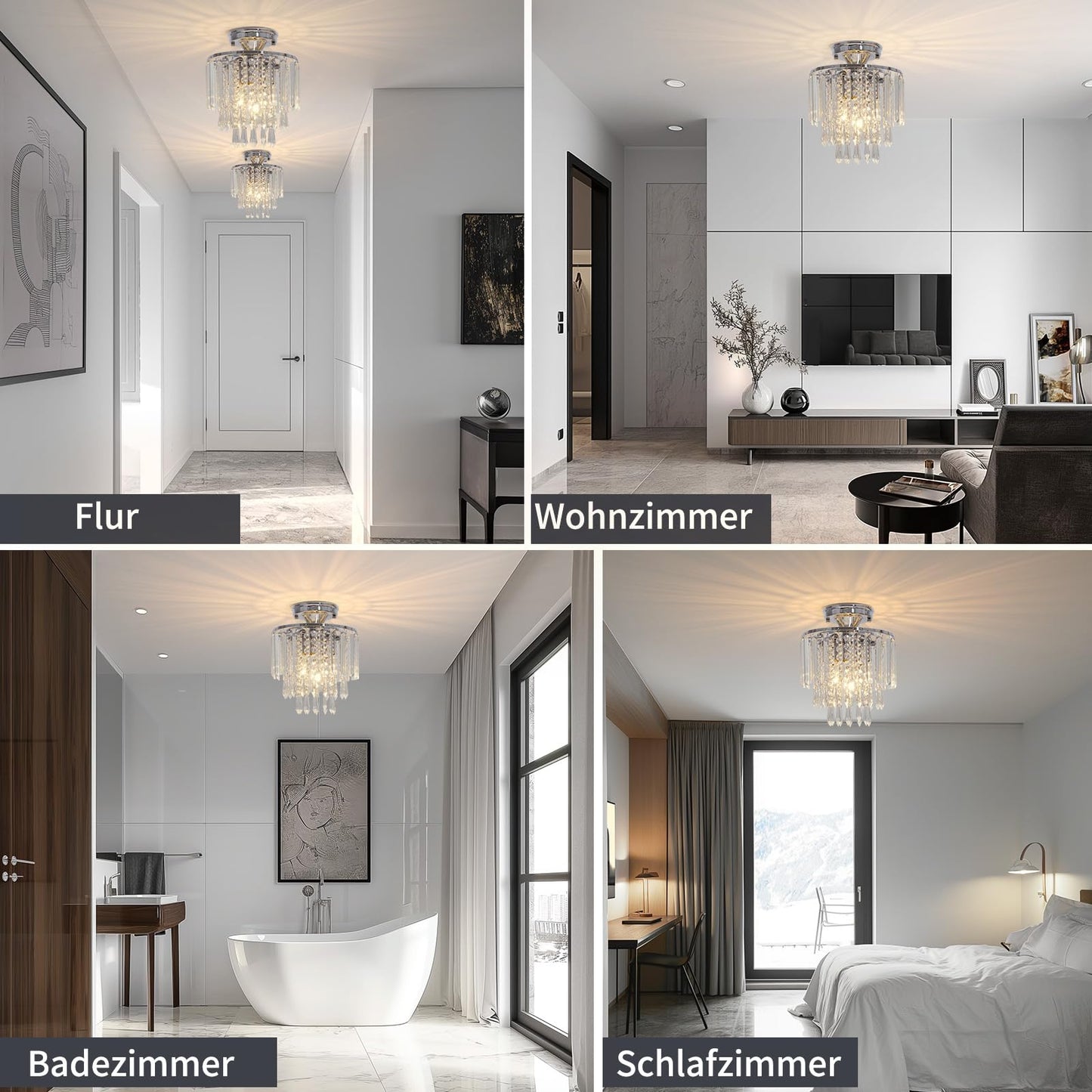 FRIDEKO HOME Modern Kronleuchter Kristall Deckenleuchte Gold,Kleine Kristall Deckenlampe E27 Fassung für Wohnzimmer Schlafzimmer Küche Flur,Ø23cm