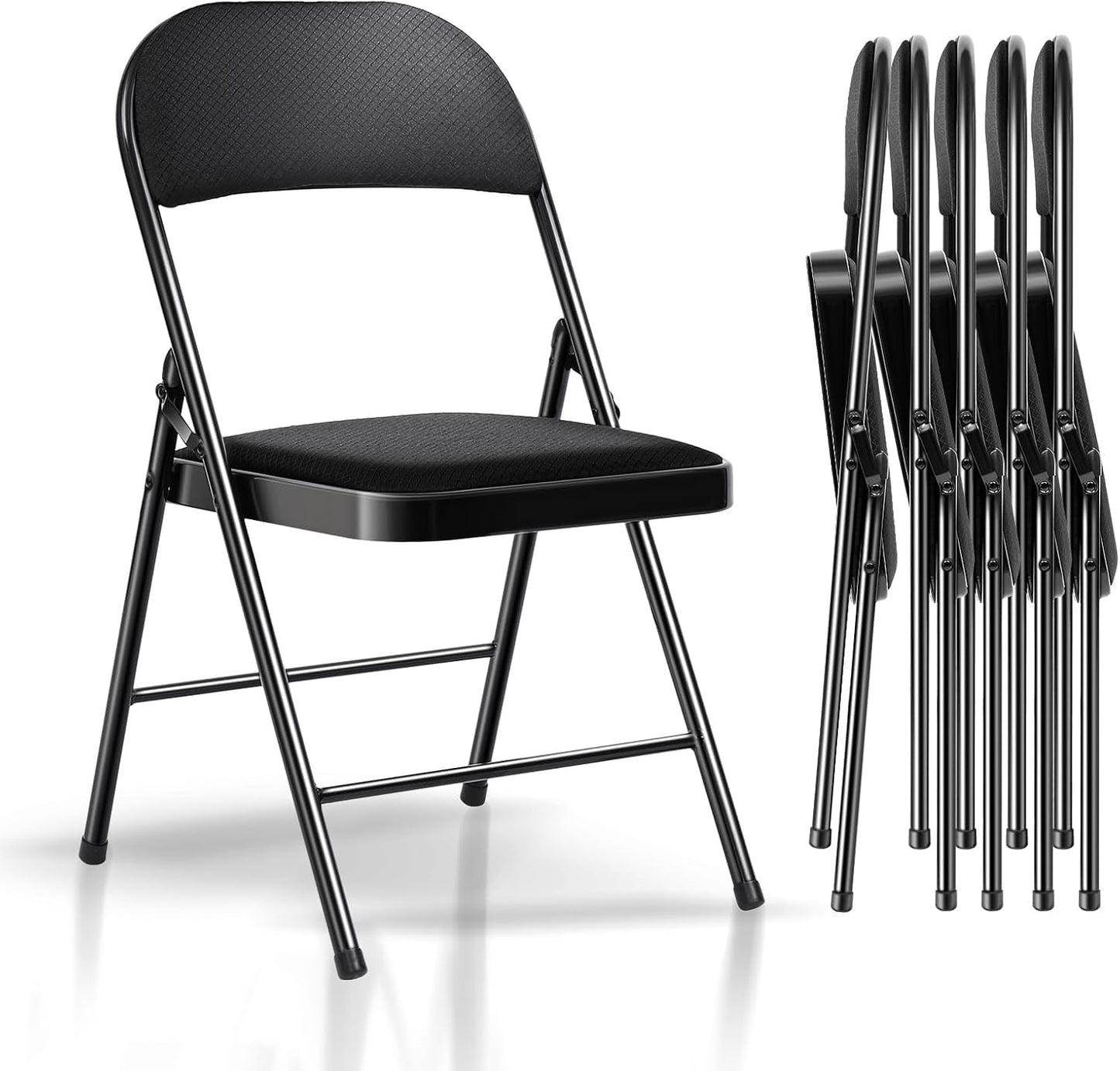 Asdsed Klappstuhl 4er Set, Klappstühle Gepolstert, Klappstuhl bis 158KG Gepolstert mit Starker Stahlrahmen, Faltbarer Klappstühle Platzsparender Schreibtischstuhl für Haus Büro Garten Balkon Party