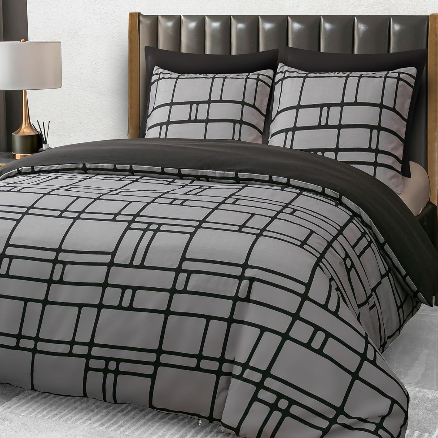Pamposh Bed Linen 135 x 200 cm 4-Piece Bed Linen Grey 2 Duvet Covers 135 x 200 cm + 2 Pillowcases 80 x 80 cm, Oeko-Tex Bedding Sets Ultra Soft Microfibre with Zip