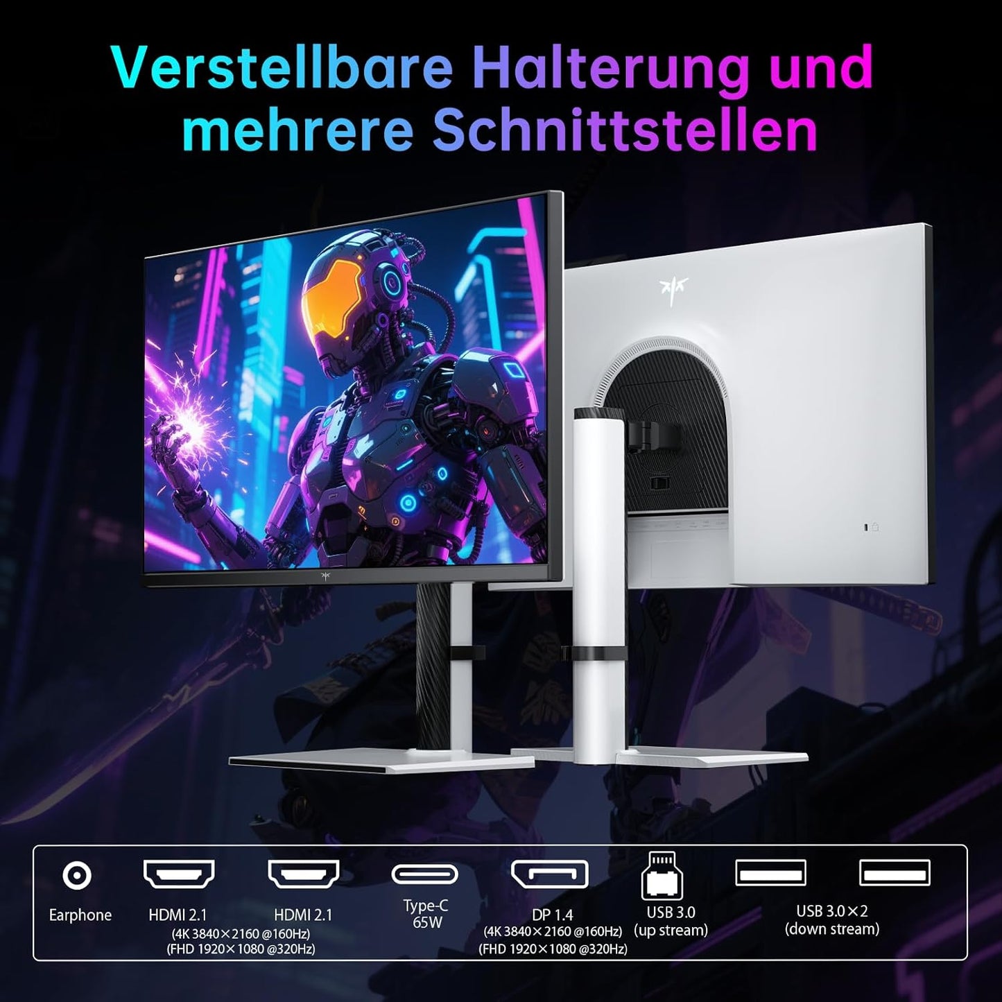 KTC 32 Zoll Monitor Curved 1000R, 2K WQHD (2560x1440p) 240Hz Gaming Monitor, 1ms, Adaptive Sync, 122% sRGB, 4000:1 Kontrast, 2 x DP 1.4 (240Hz), 2 x HDMI 2.0 (144Hz), Unterstützung von Tilt und VESA