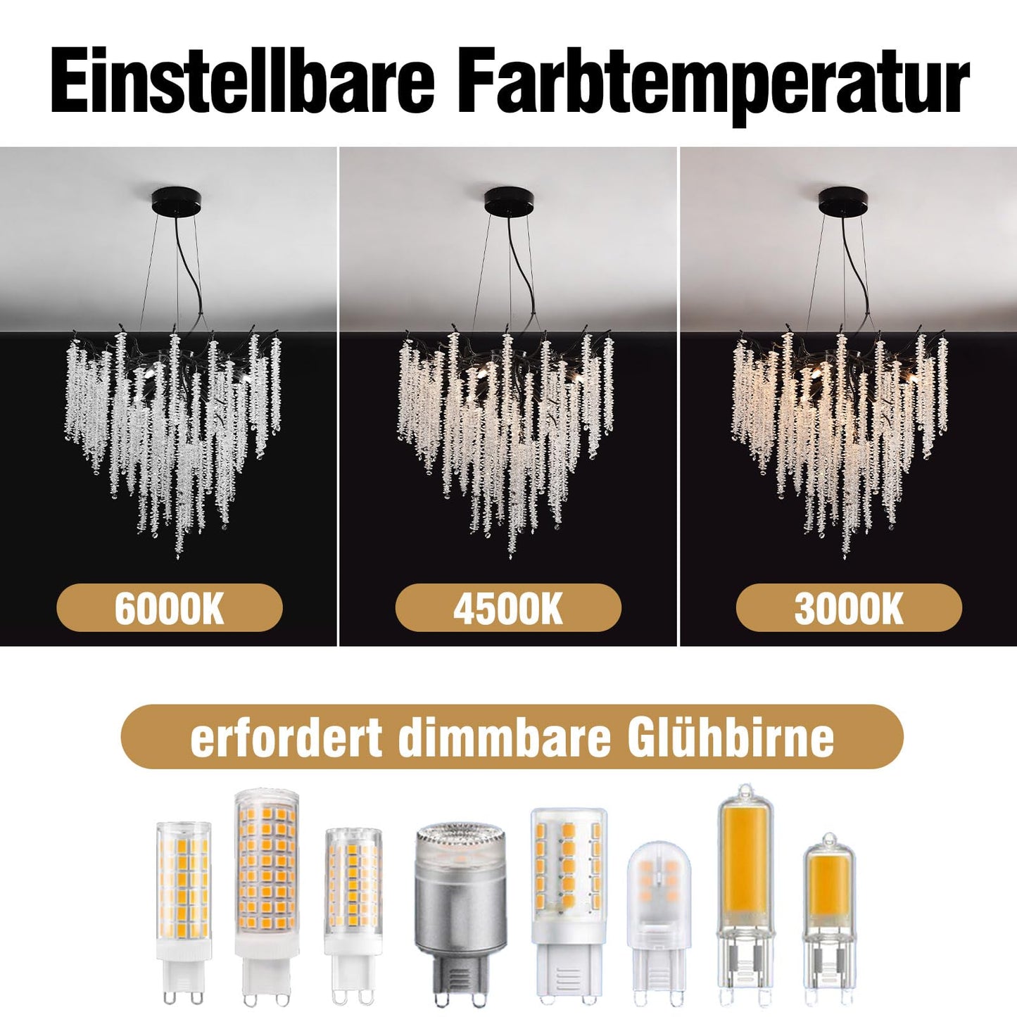 AHXIAOZN Modern Kronleuchter Kristall Leuchte,Luxus Kristall Pendelleuchte,Dimmbar Rund Kristall Hängeleuchte,für Esszimmer, Küche, Wohnzimmer, Schlafzimmer, Flur, Café,Bar(Gold,60cm)