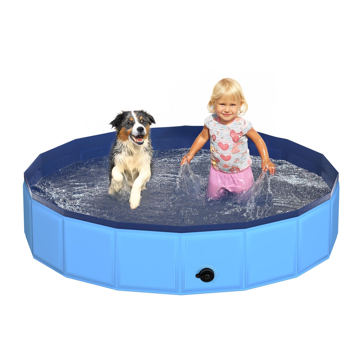 CACSPS Faltbarer Hundepool, 221 x 30,5 cm, Kinderpool mit Hartplastik, rutschfeste Hundebadewanne für den Außenbereich, Hinterhof, Faltbarer Hundepool für Kinder, Hunde, Haustiere (rot)