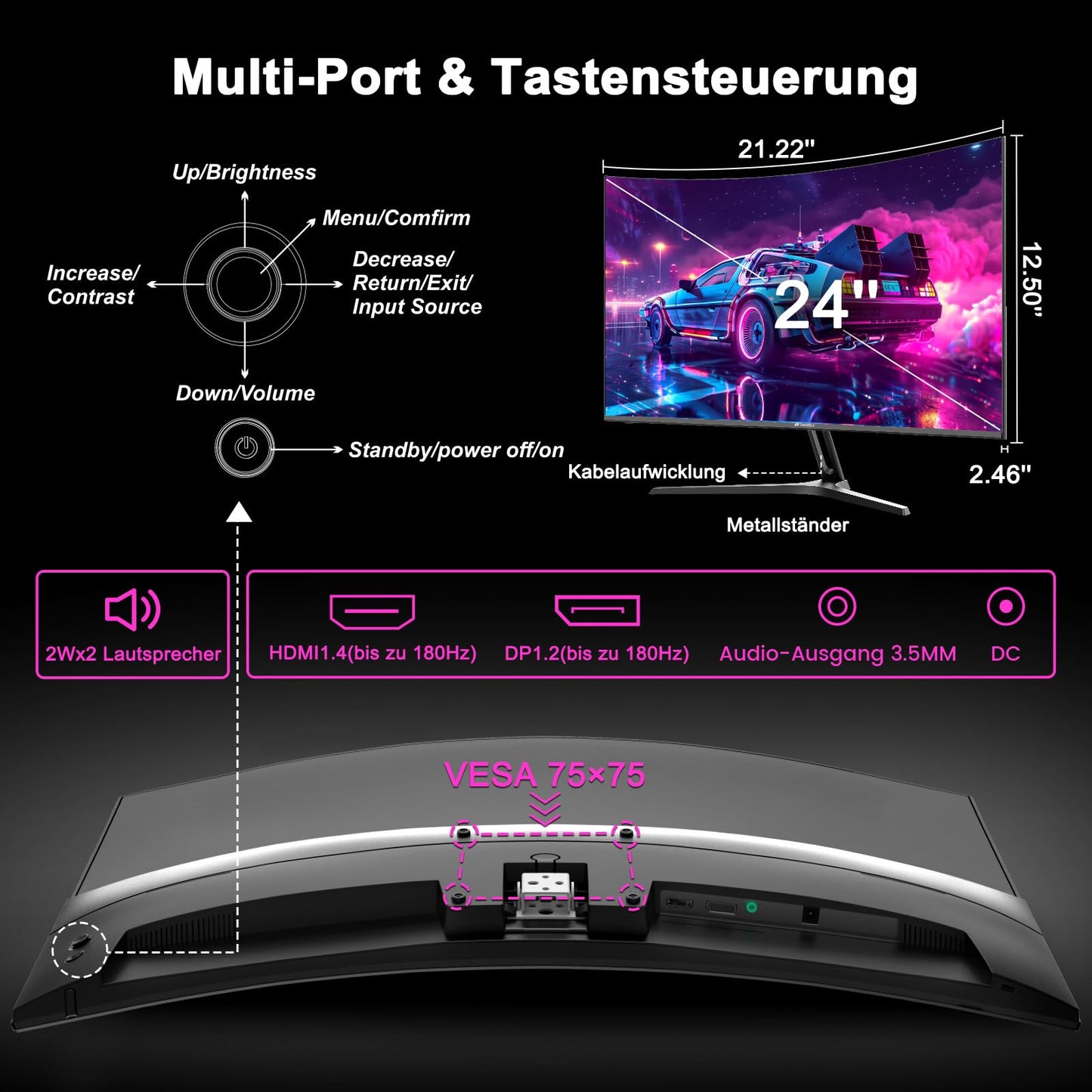 Minifire 27-Inch Monitor, 100 Hz, Anti-Flicker, Full HD, 1080p Monitor PC Screen with HDMI VGA Ports (MF27X3AL HDMI Cable Included)