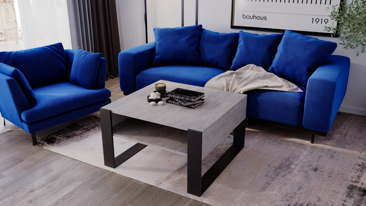 AKKE Karo Couchtisch für Wohnzimmer Beistelltisch Wohnzimmertisch Modern Sofatisch Kaffeetisch Deko Möbel für Wohnzimmer Wohnzimmertische Couchtische Eiche Mit Schwarzen Beinen