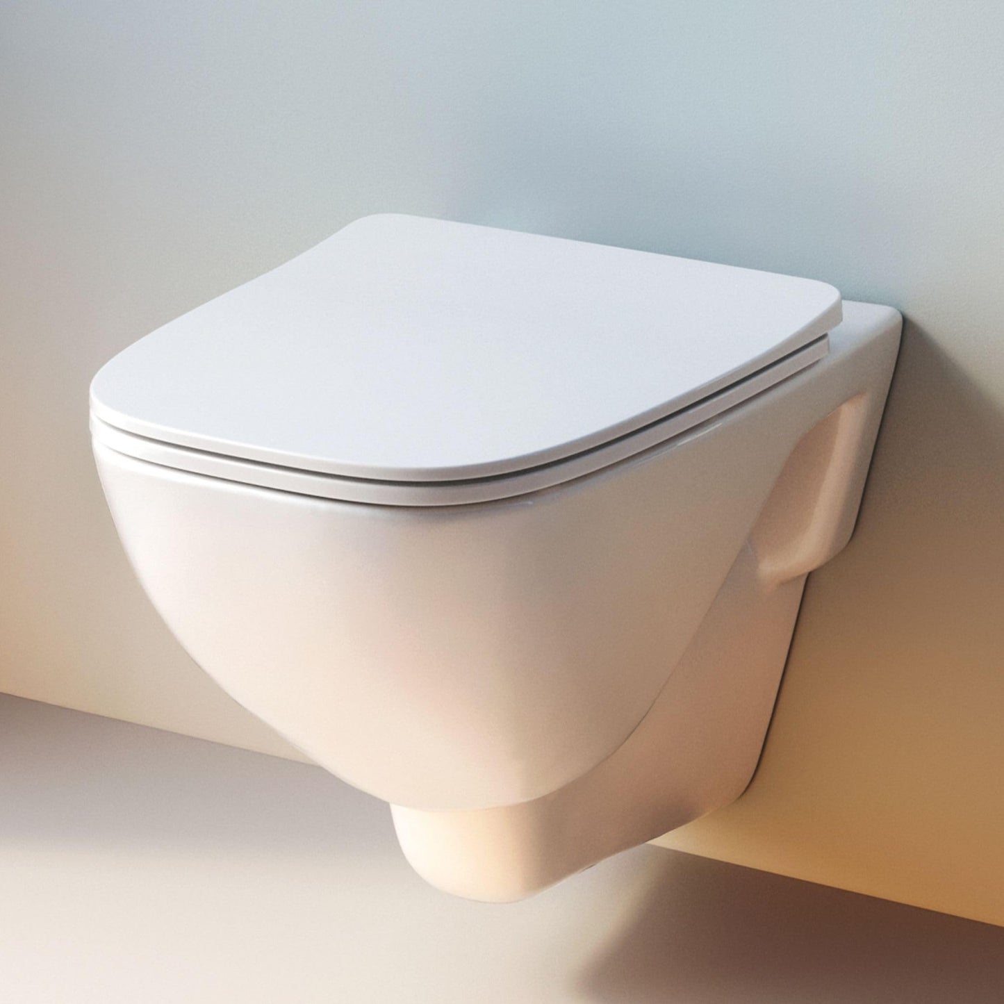 AM.PM X-Joy S - Spülrandlos Hänge WC, Tiefspül Toilette FlashClean, Wand WC mit Toilettendeckel mit Absenkautomatik, Hänge Toilette aus Keramik, Weiß, 50 cm lang