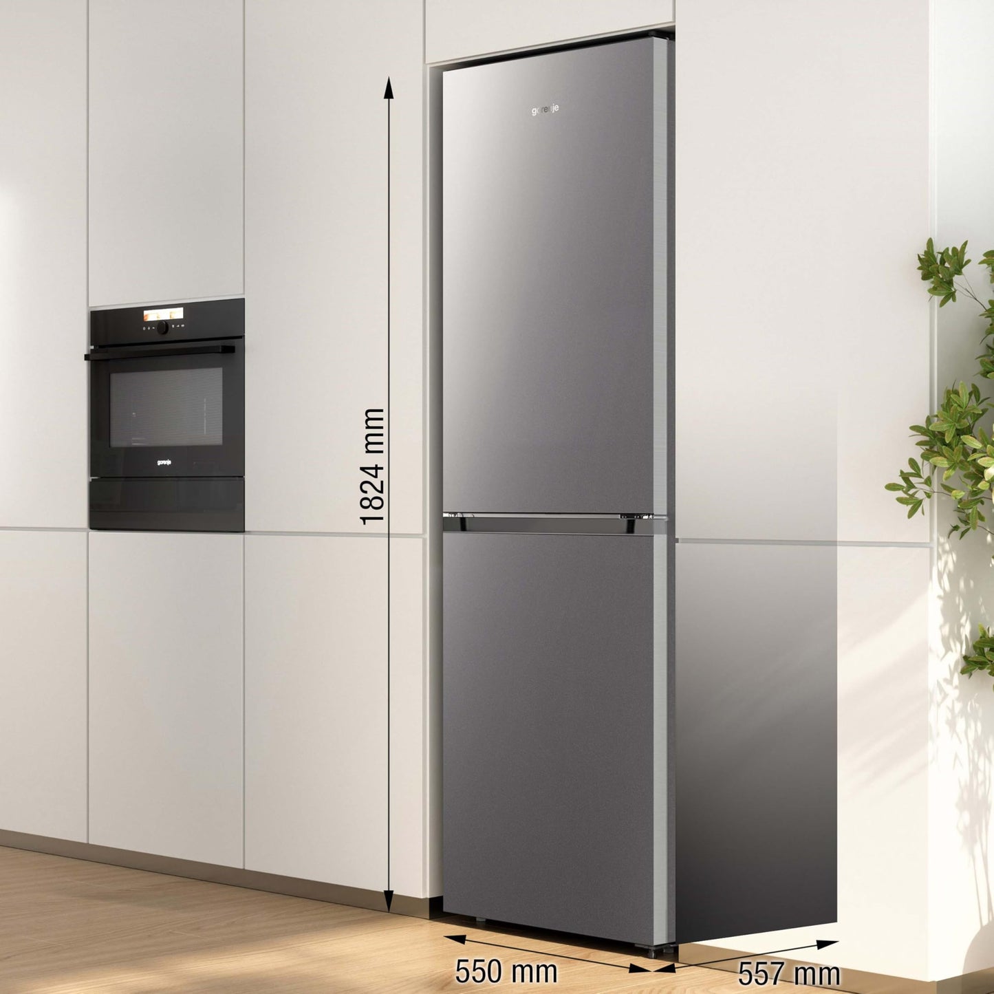 Gorenje N 619EAW4 Fridge-Freezer Combination, LED Display, 186 cm, 300 L, NoFrostPlus, Vegetable Compartment with Moisture Control, FastFreeze, White