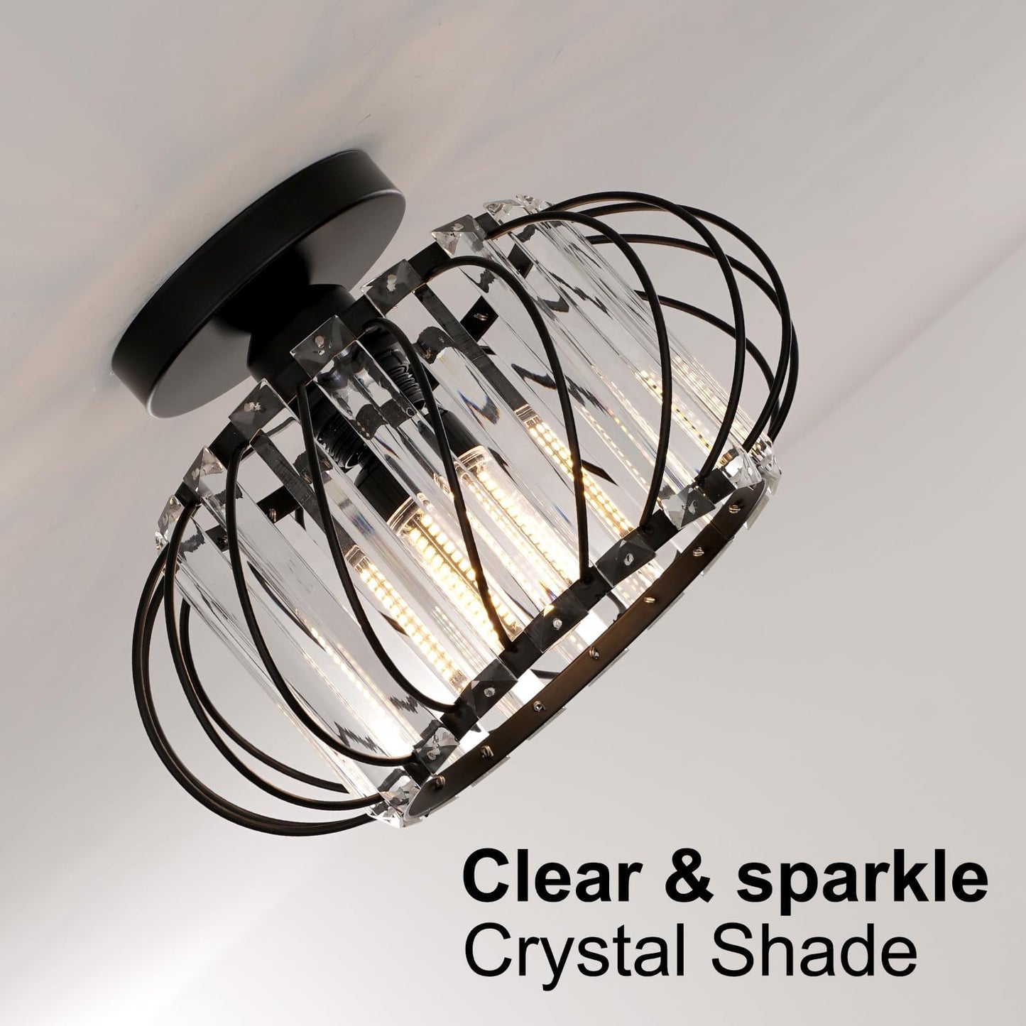 FRIDEKO HOME Modern Kronleuchter Kristall Deckenleuchte Gold,Kleine Kristall Deckenlampe E27 Fassung für Wohnzimmer Schlafzimmer Küche Flur,Ø23cm