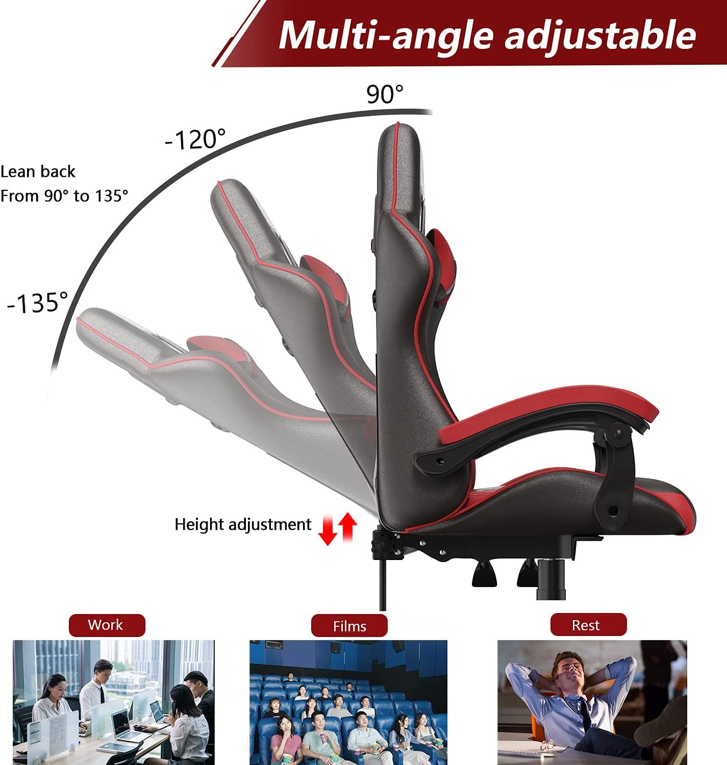 Racingreat Gaming Stuhl, Gamer Stühle, Ergonomisch Gaming Chair, Rückenlehne Einstellbar Pc-Stuhl, 360° Drehbar Gaming Sessel, Atmungsaktiver Bürostuhl für Jugendliche Jungen Mädchen Erwachsene Rosa