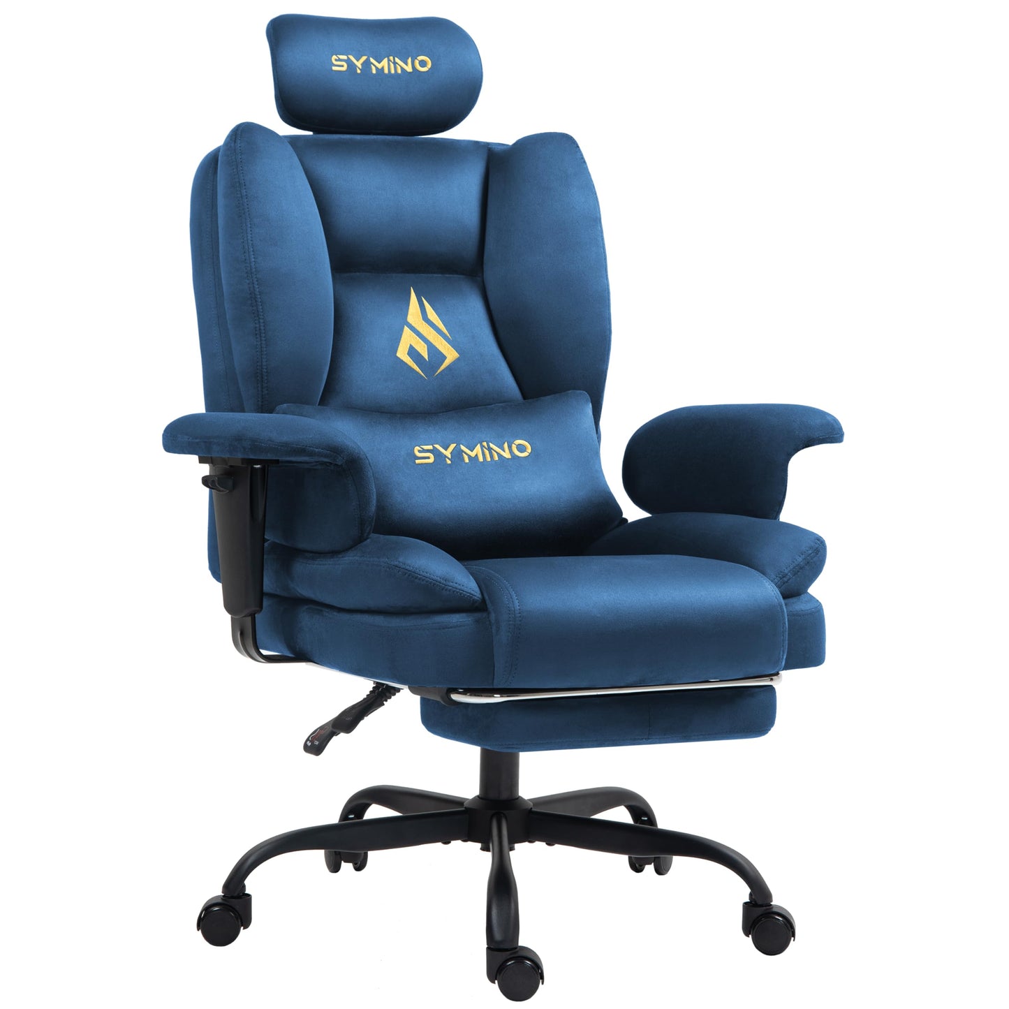 Symino Gaming Stuhl Chefsessel Bürostuhl Ergonomisch, Wildlederimitat Schreibtischstuhl mit Fußstütze Höhenverstellbarer Office Chair Computerstuhl 130kg, Schwarz