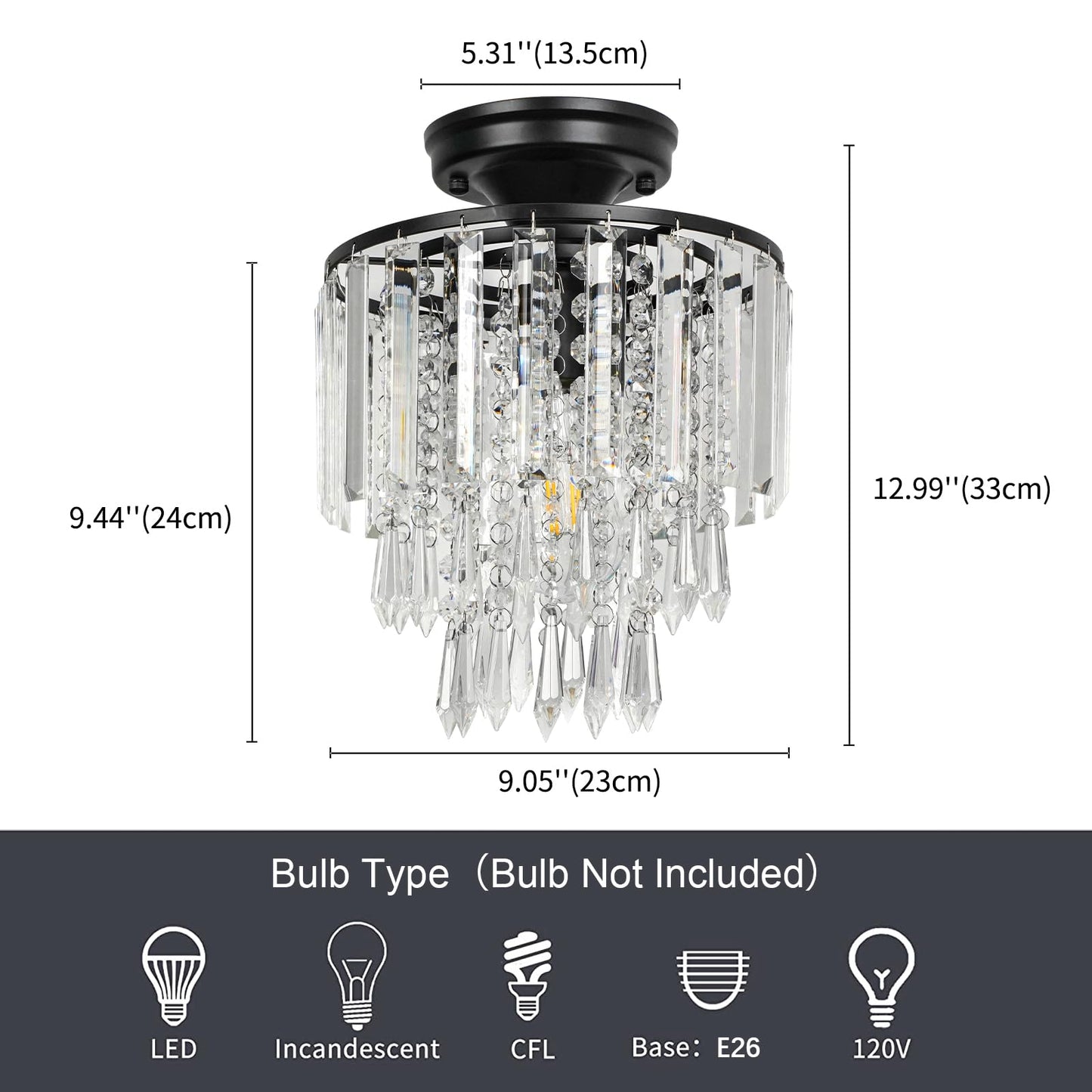 FRIDEKO HOME Modern Kronleuchter Kristall Deckenleuchte Gold,Kleine Kristall Deckenlampe E27 Fassung für Wohnzimmer Schlafzimmer Küche Flur,Ø23cm