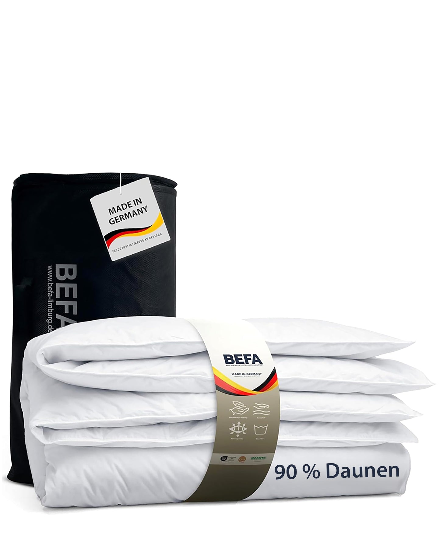 BEFA NATUR Down Duvet, Made in Germany, 135 x 200 cm, 90% Down and 10% Feathers, Summer Duvet, Suitable for Allergy Sufferers (Nomite), Oeko-Tex 100 Class 1 Certified, EN Standard 12934, Downpass