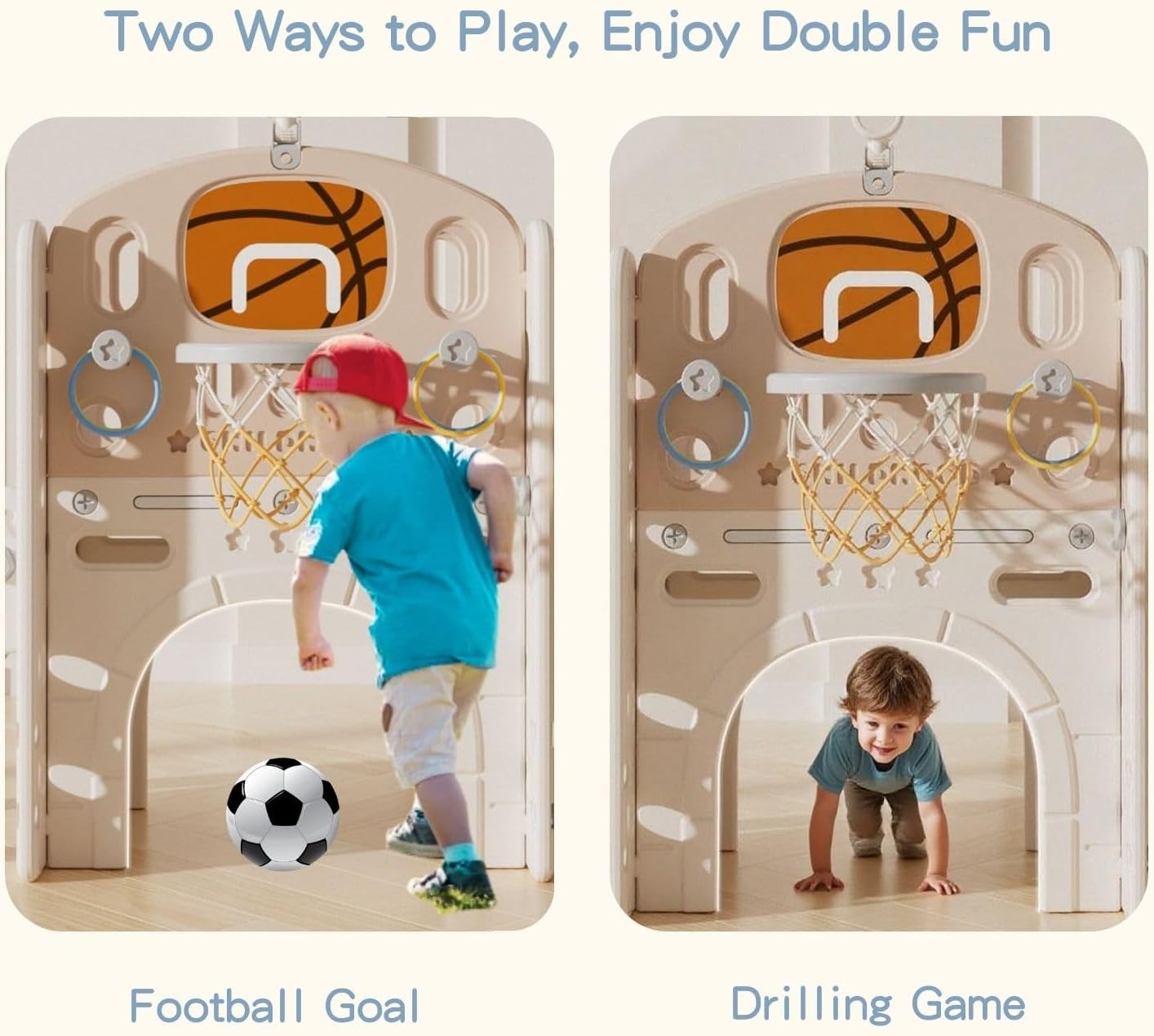 Kakbgee 8-in-1 Kinder Rutsche, Baby Slide, Mini-Bus, 2m HDPE Kinderrutsche - mit Geländer, Futschfesten Stufen, Tunnel, Stauraum, Gartenrutsche Spielplatz für Drinnen/draußen, ab 6 Monaten, Grau