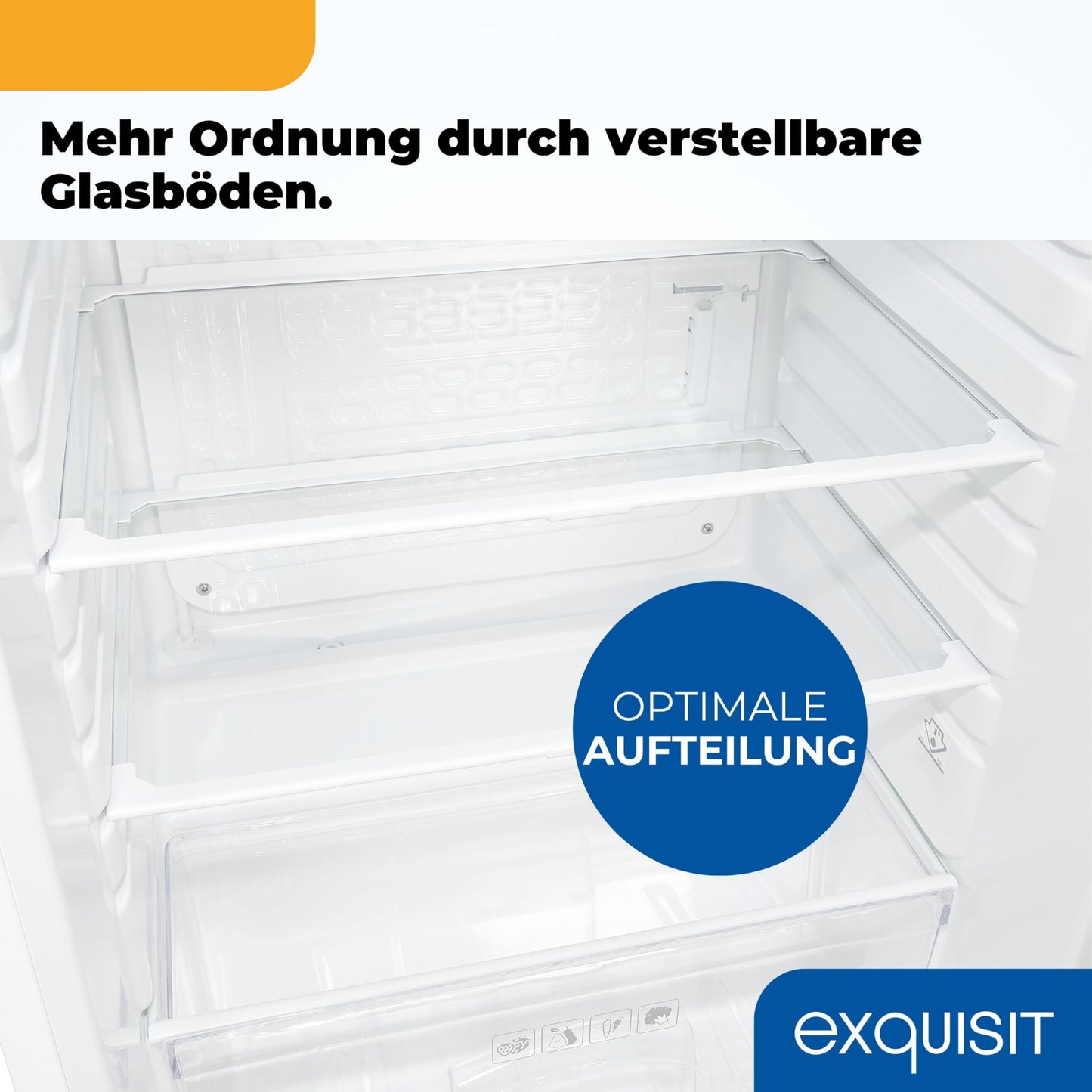Exquisit Kühlschrank ohne Gefrierfach, 126 Liter, 55 cm Breit, Freistehend, Kompakt, Temperaturregelung, LED-Licht, KS516-V-040D weiss