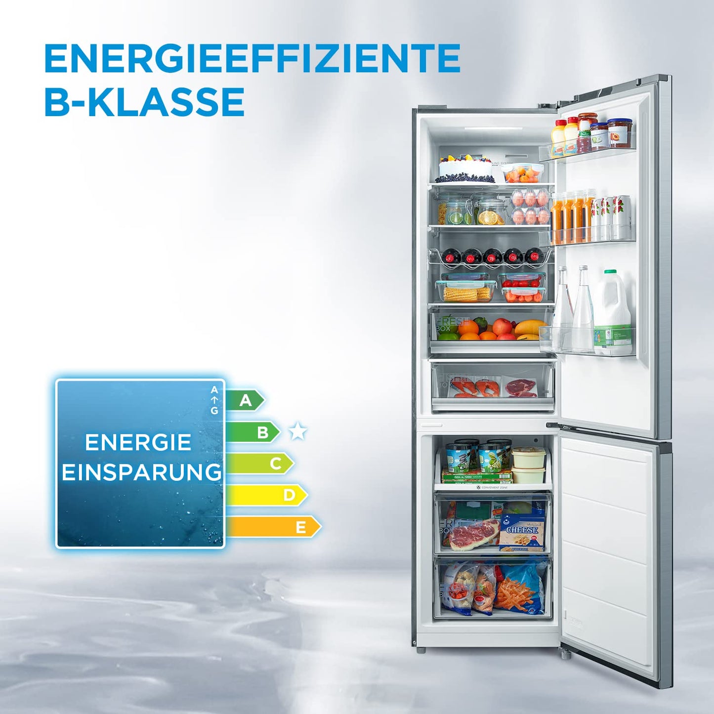 Midea MERB276FGE02A Kühl-/Gefrierkombination/180 cm Höhe/NoFrost/Doppelte Steuerung/Super-Kühlfunktion/219 kWh/Jahr/199L Kühlteil/71L Gefrierteil