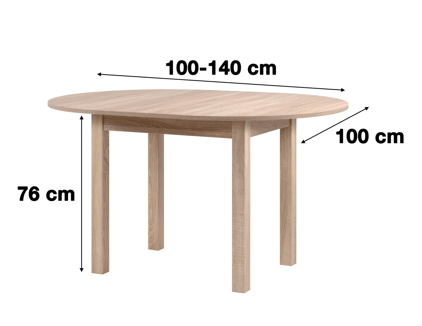 Newfurn Dining Table Wild Oak Dining Room Table Kitchen Table Dining Table II 120 x 76.5 x 70 cm (W x H x D) Extendible up to 160 cm including 40 cm Table Top Anthracite Kitchen Table Dining Table