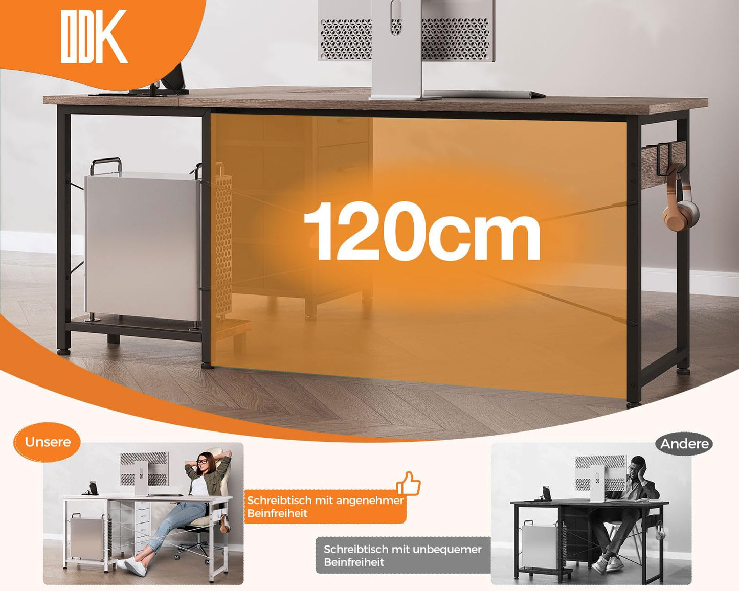 ODK Corner Desk with 4 Drawers, 135 x 100 cm, L Shape Desk with Socket and USB Charging Port, Reversible Desk with Storage Space for Home Office and Gaming, Black
