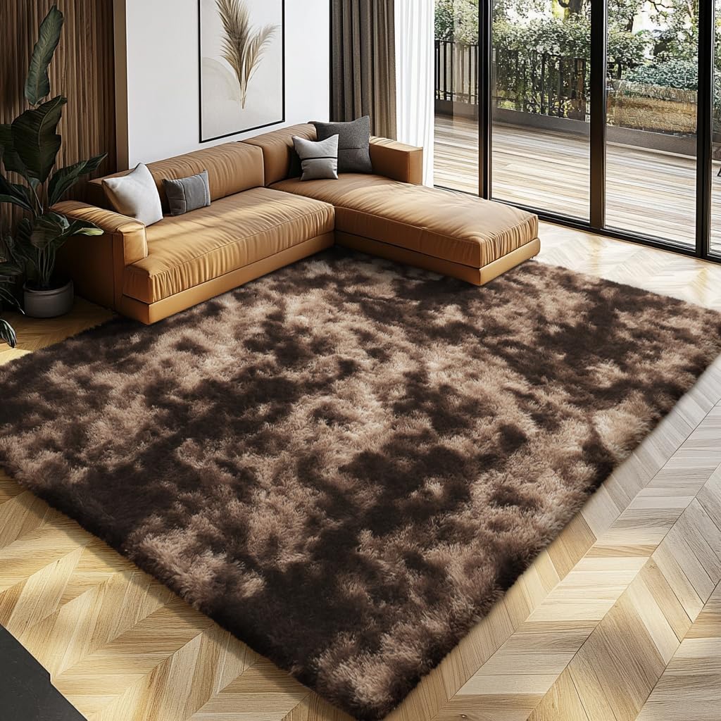 Shag Area Rugs for Bedroom Living Room,4X6 Ultra Soft Fluffy Area Rugs for Dorm, Indoor Carpet Nursery Rugs for Kids Room Home Decor,Tie-Dye Grey