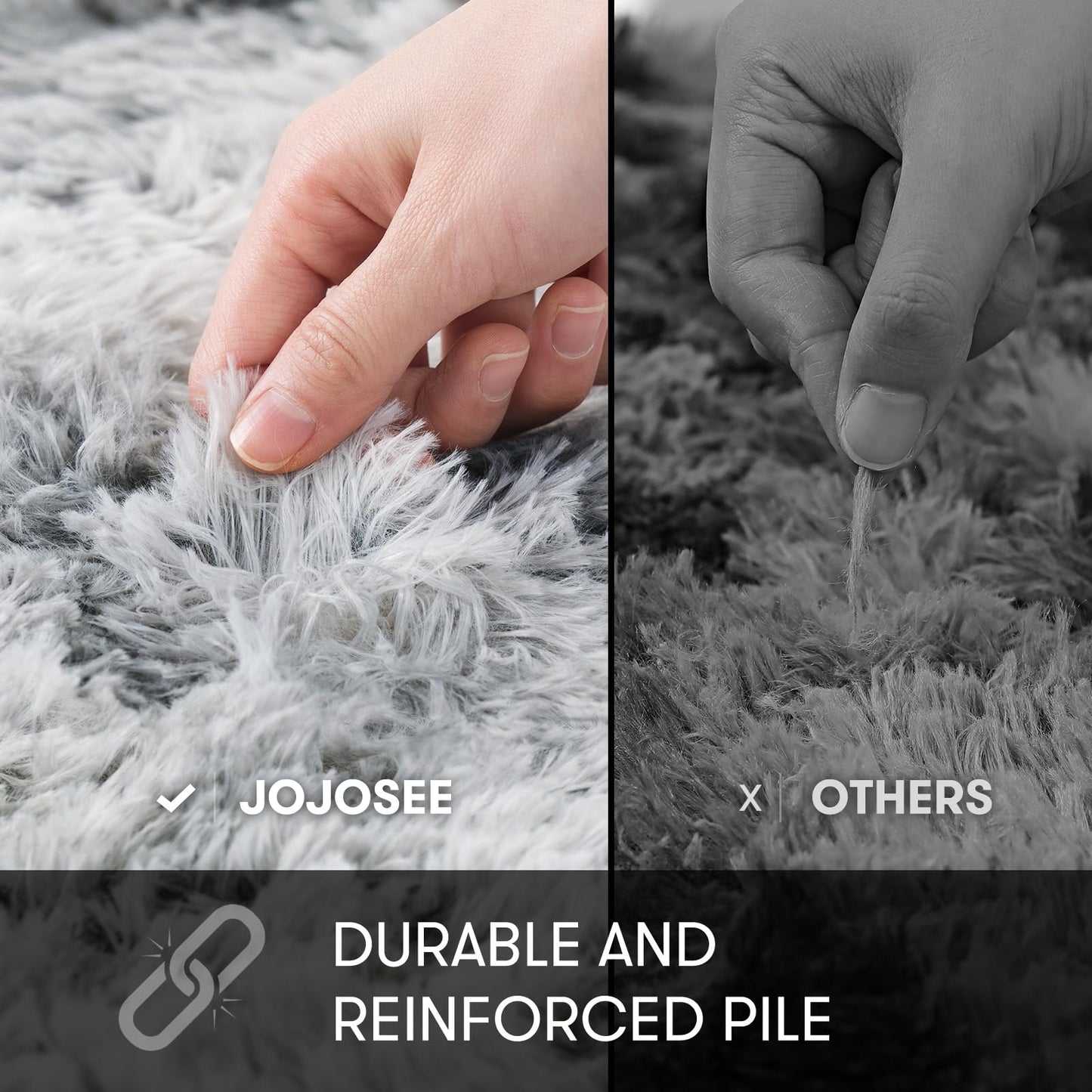 JOJOSEE Hochflor Teppich Wohnzimmer, 200 x 300 cm Anti-Rutsch Wohnzimmerteppich, Waschbarer Flauschiger Teppich für Schlafzimmer & Kinderzimmer, Hellgrau