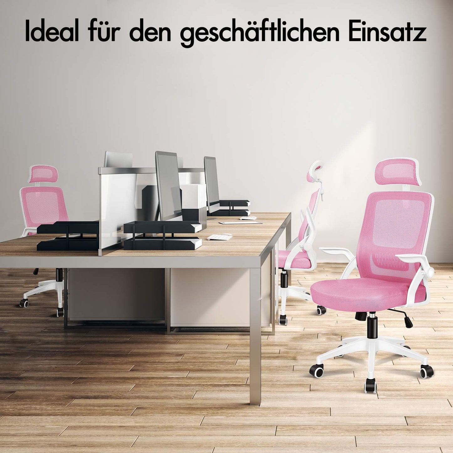 ALFORDSON Ergonomic Office Desk Chair, Computer Chair with Dynamic Lumbar Support, Tilting Swivel Chair with Flip Up Armrest, Black