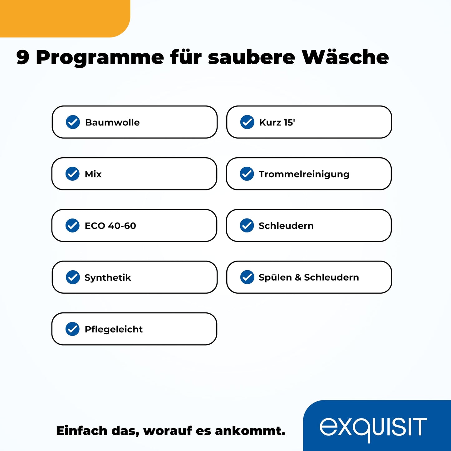 Exquisit Waschmaschine 6kg, Energieeffizienzklasse A, max. 1000 U/min, ECO 40-60, Kurzprogramm, Kindersicherung, 16 Waschprogramme, WA56110-020A weiss