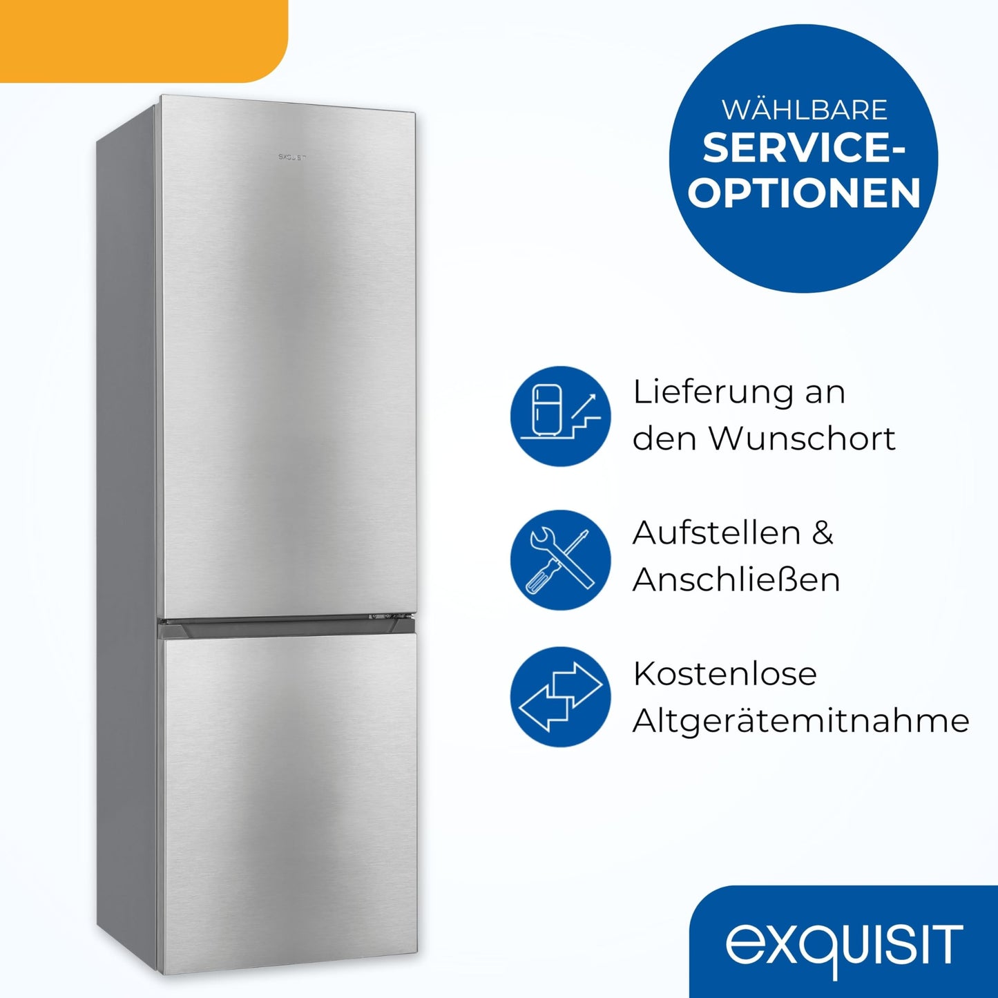 Exquisit Kühl-Gefrierkombination, 180 cm Höhe, Kühlschrank mit Gefrierfach, 269 Liter, 4-Sterne-Gefrierfach, Türanschlag wechselbar, Standgerät, KGC5265-70-010E inoxlook