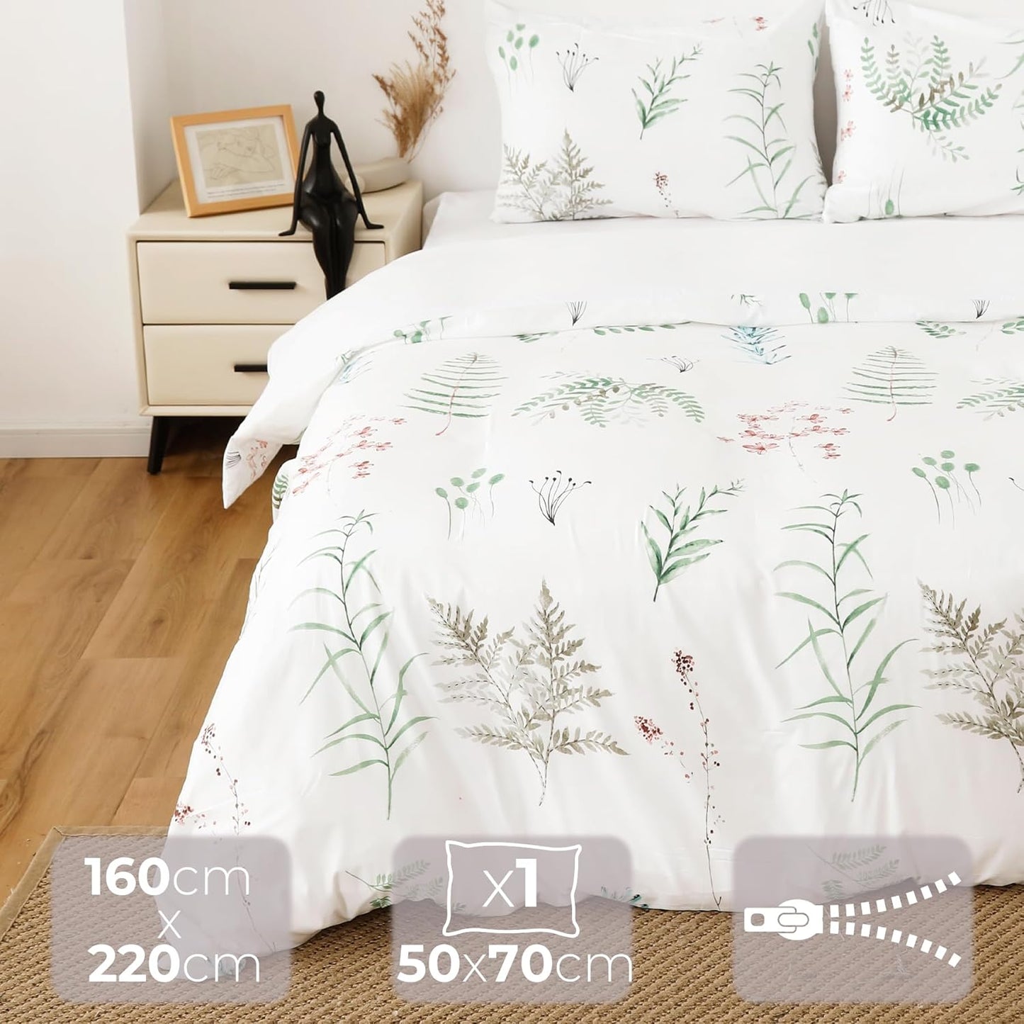 BOD HOME, Duvet & Pillowcase, 100% Polyester, Softness, Bed Linen Set 160 x 220 cm, Pillowcase 50 x 70 cm, Various Designs, Personalise Your Room, Ideal for the Winter Season