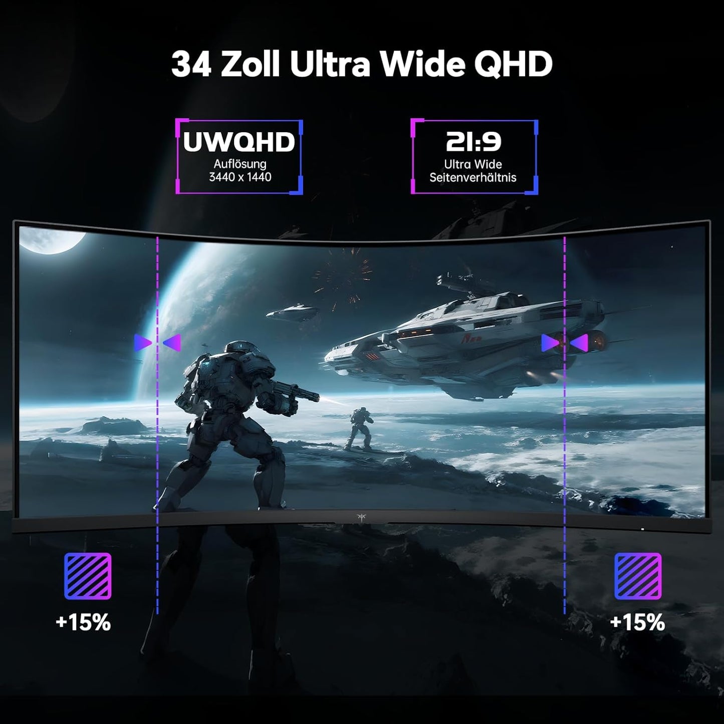 KTC 32 Zoll Monitor Curved 1000R, 2K WQHD (2560x1440p) 240Hz Gaming Monitor, 1ms, Adaptive Sync, 122% sRGB, 4000:1 Kontrast, 2 x DP 1.4 (240Hz), 2 x HDMI 2.0 (144Hz), Unterstützung von Tilt und VESA