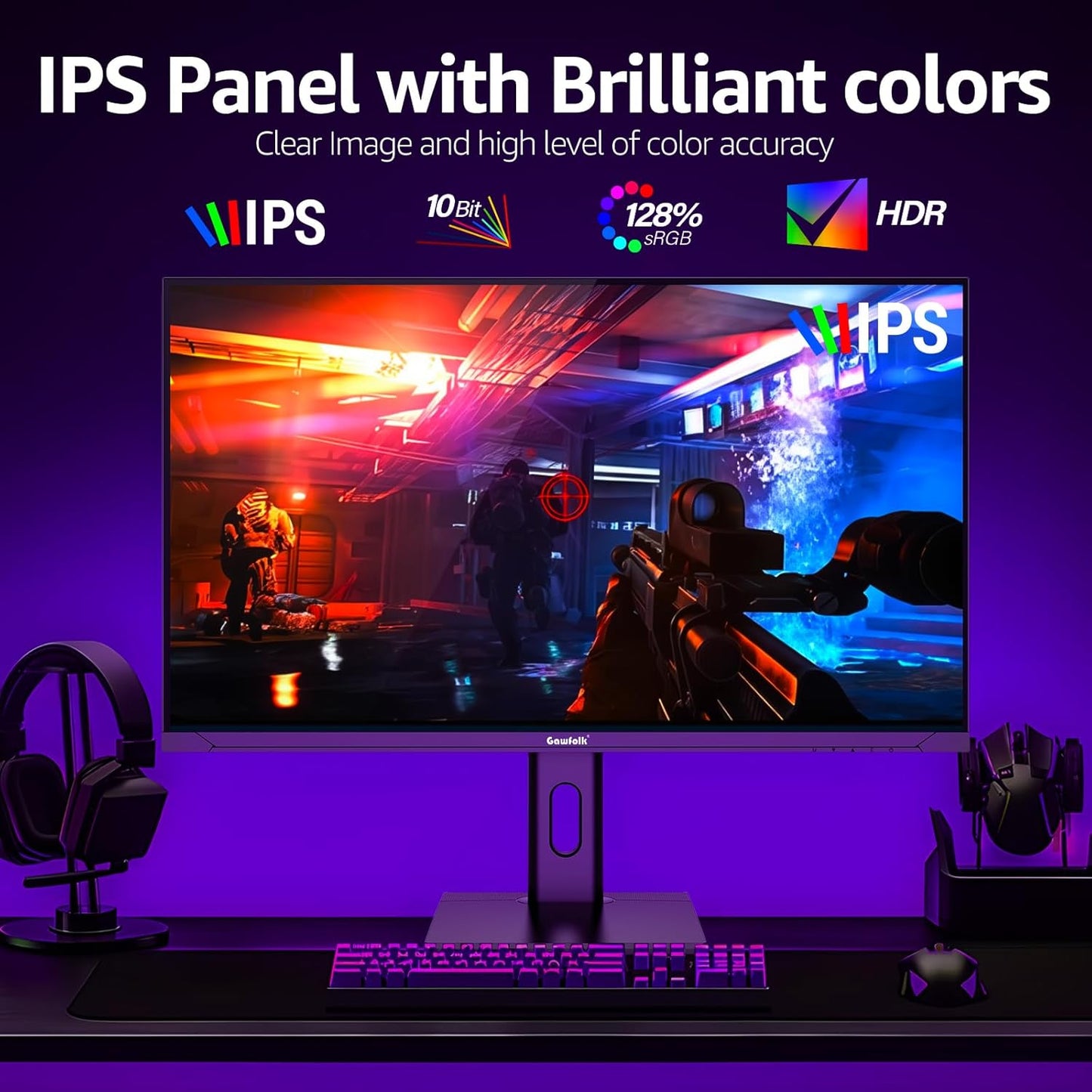 Gawfolk 32 Zoll Curved Gaming Monitor 180HZ / 165Hz / 144hz PC Bildschirm Full HD 1080P, Rahmenloses 1800R Gebogenes Computerbildschirm mit FreeSync und Eye Care Technologie, unterstützt VESA