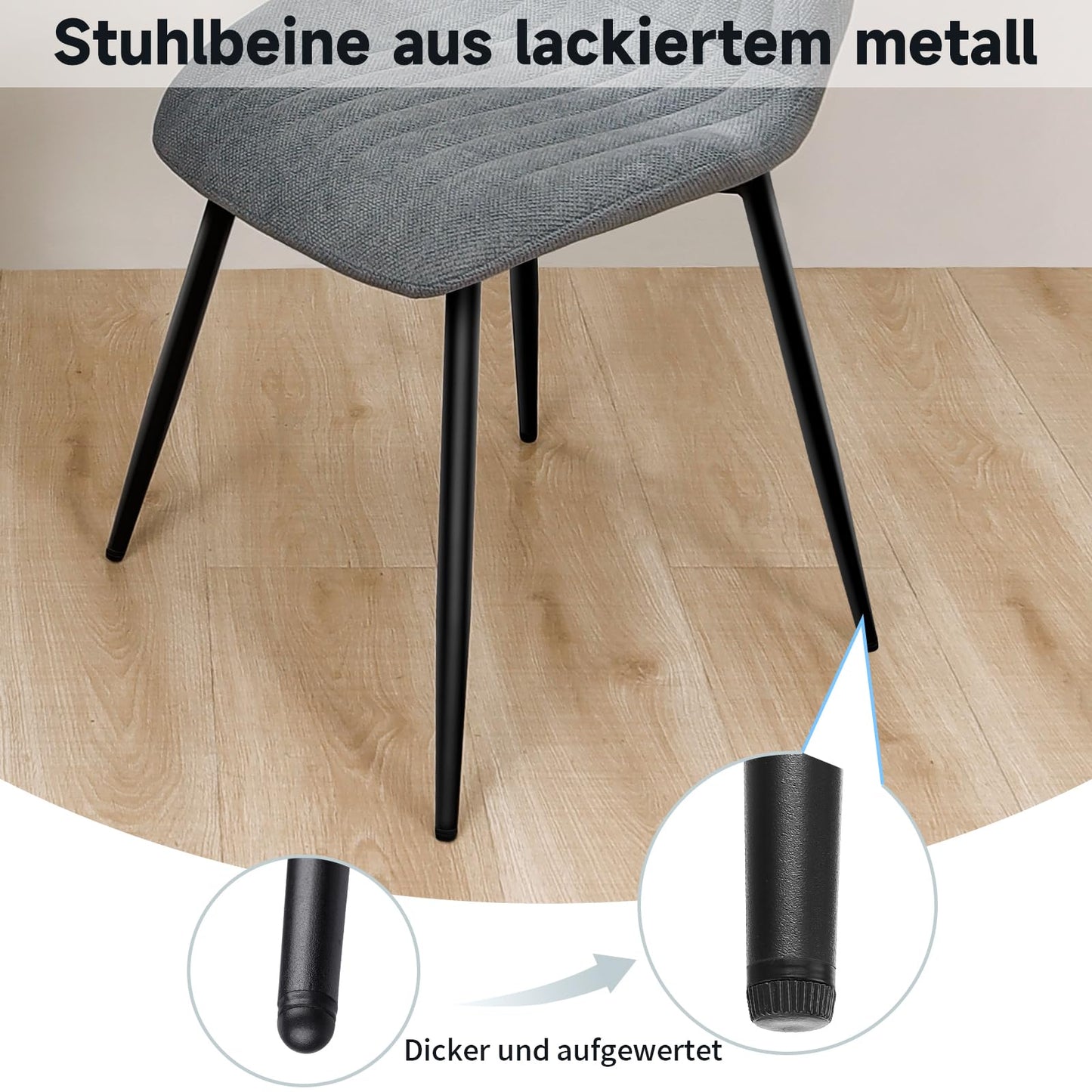 LEWE Dining Table with 6 Chairs Set, 140 x 80 x 76 cm, Rectangular Wooden Dining Table with Dining Room Chairs with High Backrest, Black Iron Legs, for Kitchen, Dining Room and Living Room