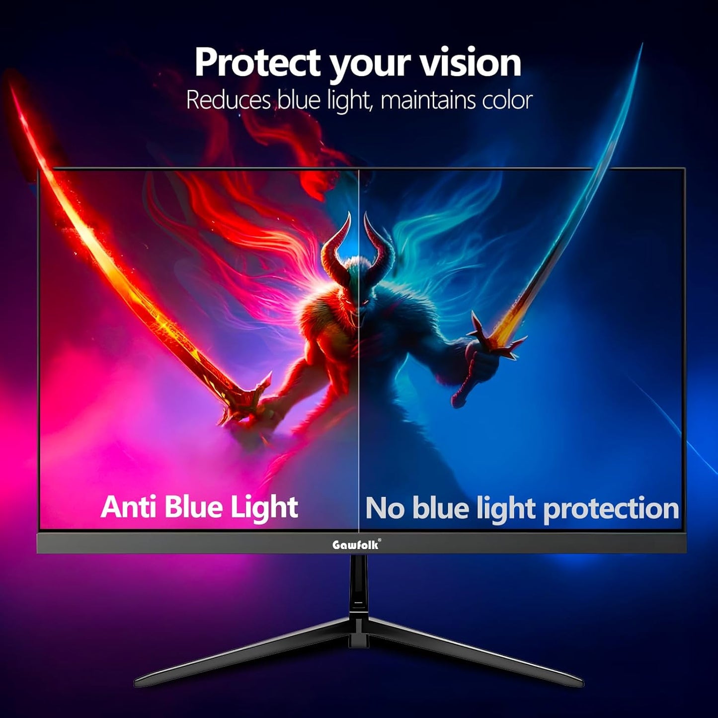 Gawfolk 32 Zoll Curved Gaming Monitor 180HZ / 165Hz / 144hz PC Bildschirm Full HD 1080P, Rahmenloses 1800R Gebogenes Computerbildschirm mit FreeSync und Eye Care Technologie, unterstützt VESA