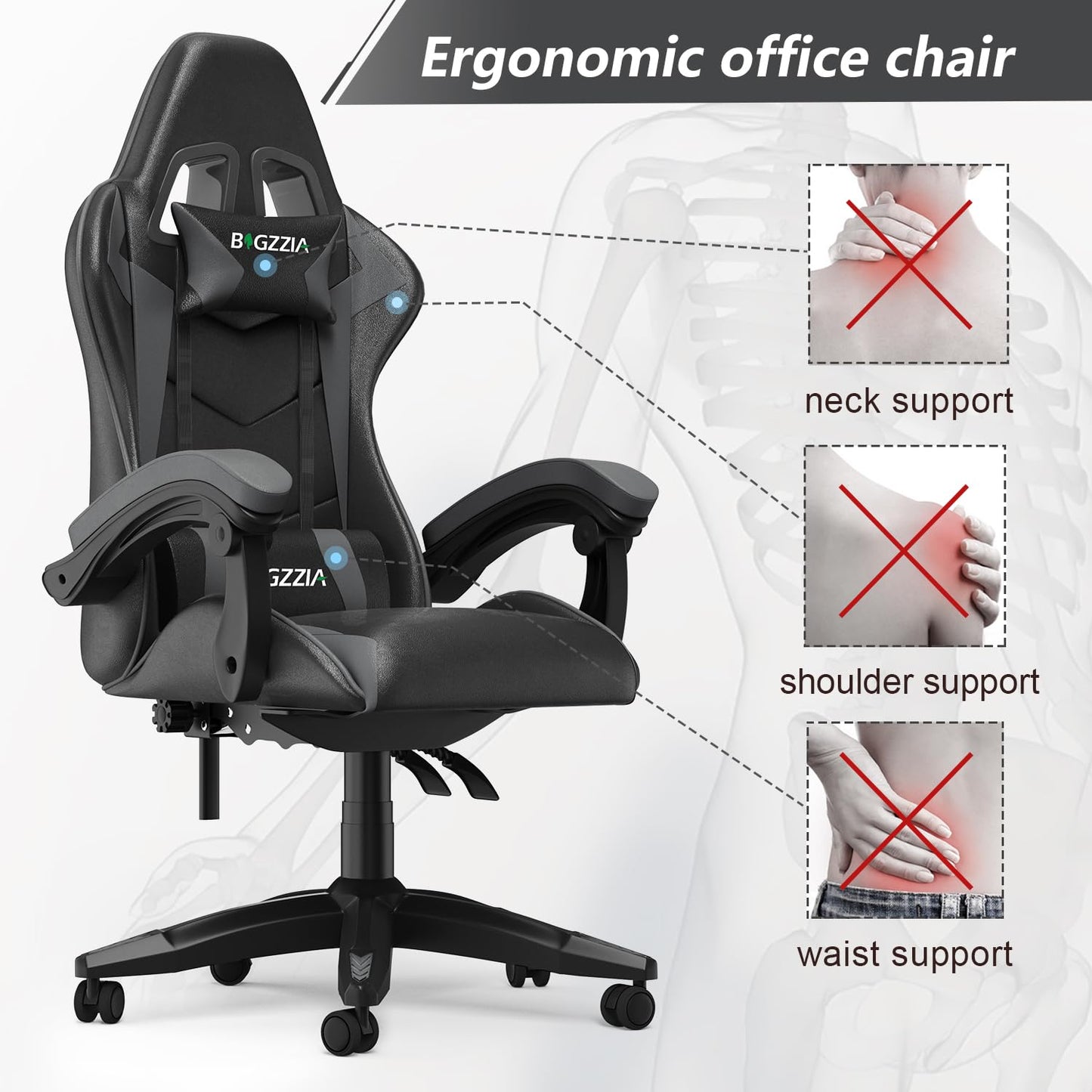 Racingreat Gaming Stuhl, Gamer Stühle, Ergonomisch Gaming Chair, Rückenlehne Einstellbar Pc-Stuhl, 360° Drehbar Gaming Sessel, Atmungsaktiver Bürostuhl für Jugendliche Jungen Mädchen Erwachsene Rosa