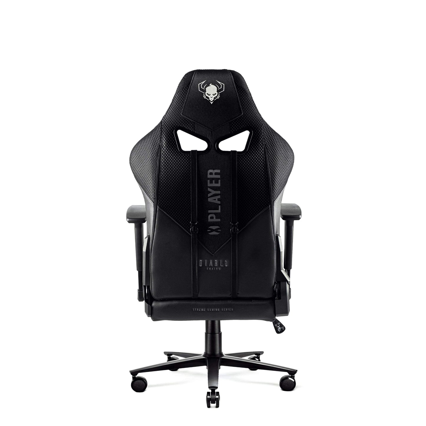 Diablo X-Player Gaming Stuhl Bürostuhl Schreibtischstuhl Stoff 3D Armlehnen Ergonomisches Design Nacken/- Lendenkissen (Frost Black, Normal (L))