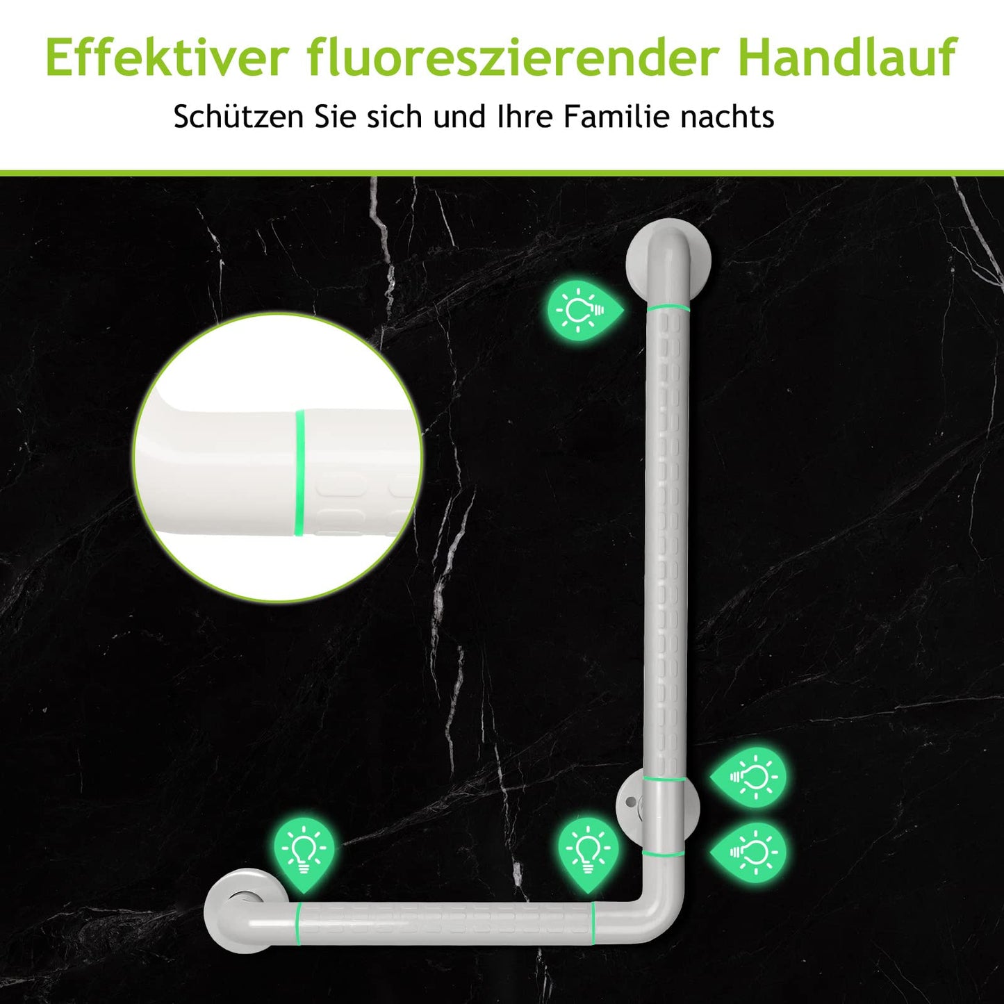 Tubiaz Wall-Mounted Support Handle, Folding Handrail for Shower, Toilet Support Aid, Standing Aid, Safety Handrail, Non-Slip Handrail for Seniors, Disabled Pregnant Women, up to 200 kg, White