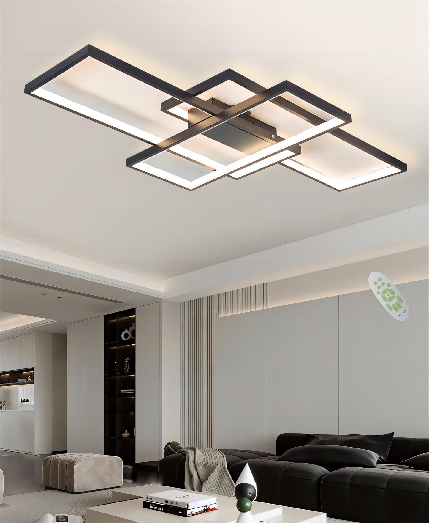 Qiaomao LED Deckenleuchte Modern Lampe Wohnzimmer mit Fernbedienung Weiß (90x50x9cm, 80w) Dimmbar Deckenlampe Stufenloses Dimmen Schlafzimmerlampe, Groß Deckenleuchten für Schlafzimmer Büro Esszimmer