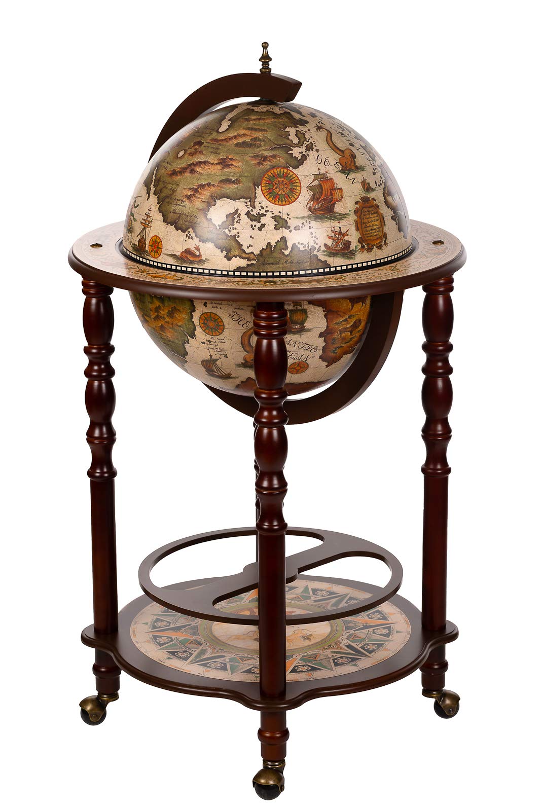 Birendy, giant globe design bar trolley with a lid and wheels