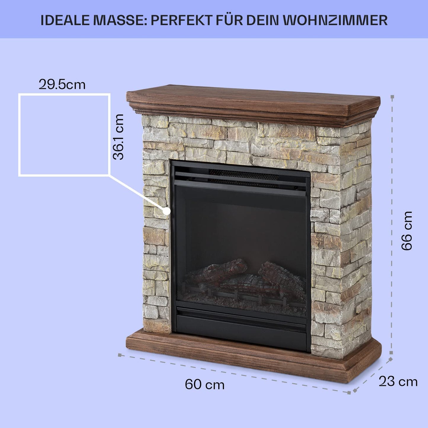 Klarstein Elektrokamin, Elektro Heizungen für Wohnzimmer & Innenräume, Elektrischer mit LED Flammen, mit Fernbedienung, Elekroofen-Kamin, Automatische Temperaturregelung, Heizung 1800 W