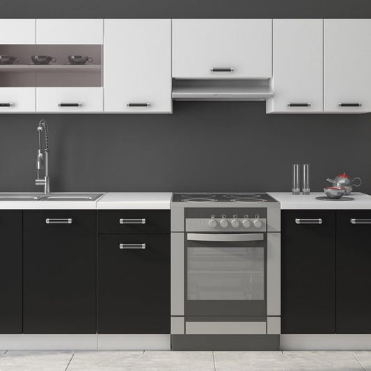 Omega Kitchen/Kitchenette/Kitchen Block 240 cm Adjustable Black/White