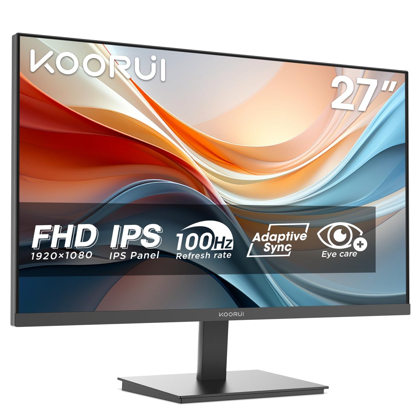KOORUI E2711F 27 Inch Monitor, FHD 1920 x 1080 100Hz PC Monitor, Adaptive Sync HDMI 1.4, Eye Care Screen, -5° ~ 15° Tilt, VESA 100 x 100 mm