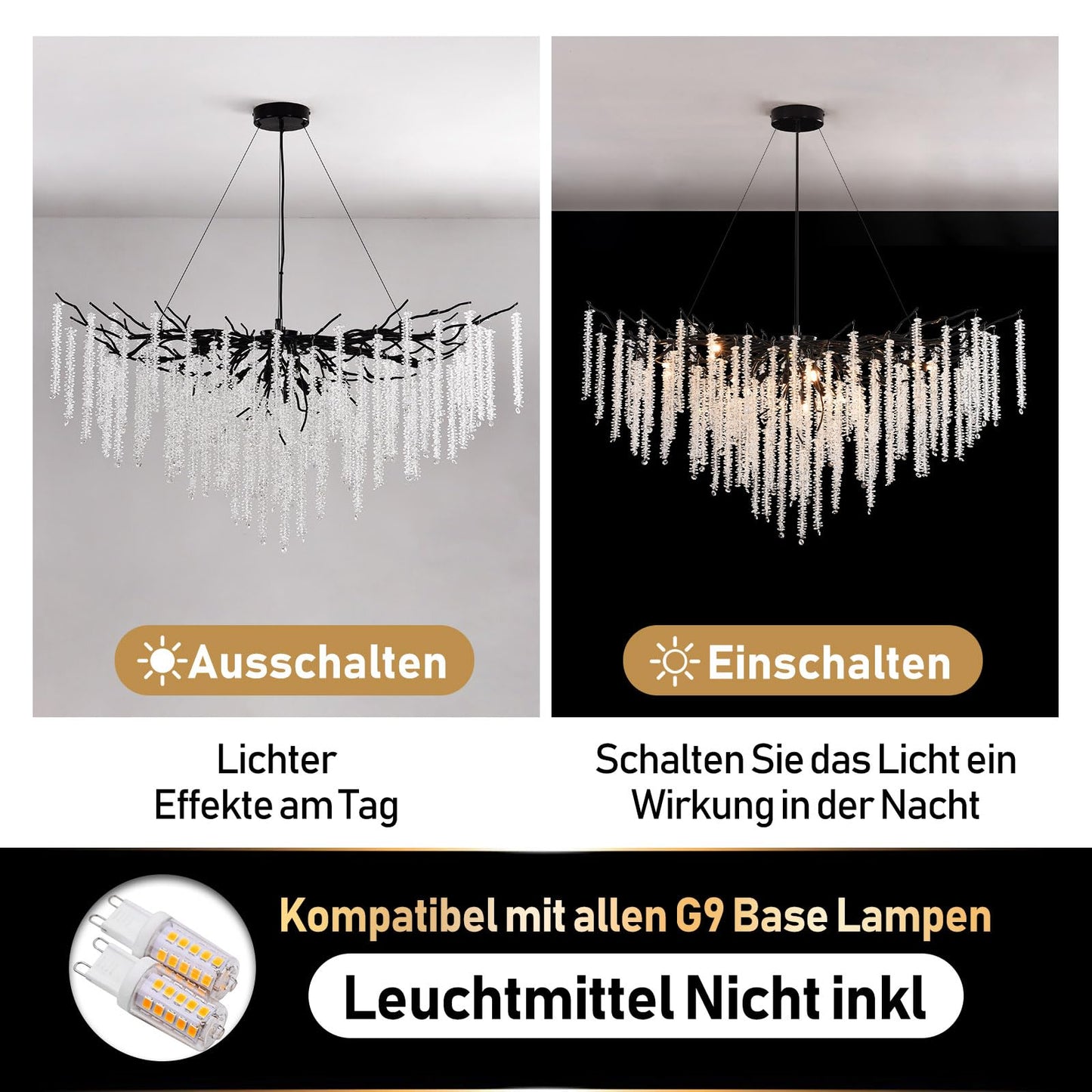 AHXIAOZN Modern Kronleuchter Kristall Leuchte,Luxus Kristall Pendelleuchte,Dimmbar Rund Kristall Hängeleuchte,für Esszimmer, Küche, Wohnzimmer, Schlafzimmer, Flur, Café,Bar(Gold,60cm)