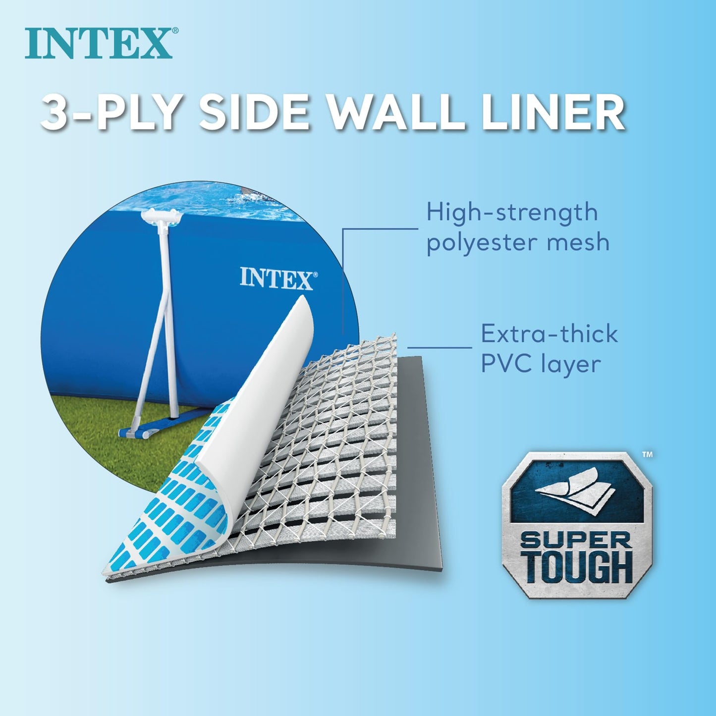 Intex Rectangular Frame Pool, Blau, 300 x 200 x 75 cm