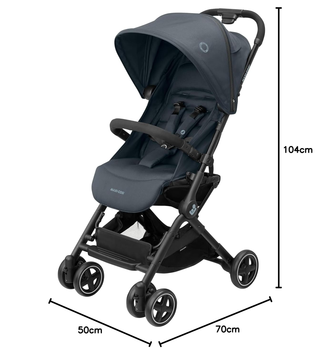 Maxi-Cosi Lara2 Baby Pram 0-4 Years 0-22kg Featherlight Compact Pushchair 3 Reclining Positions Flat Reclining Position Small Folding Shoulder Strap Essential Graphite