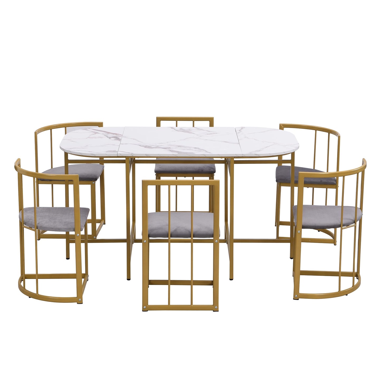 Gegtuon Esstisch 7 teilig für 6 Personen 140x80x76cm, Esstisch Rund mit 6 Stühlen und Tisch, Modern Küchentisch Metallgestell mit Rückenlehne, Essgruppe für Esszimmer Wohnzimmer Küche, Schwarz