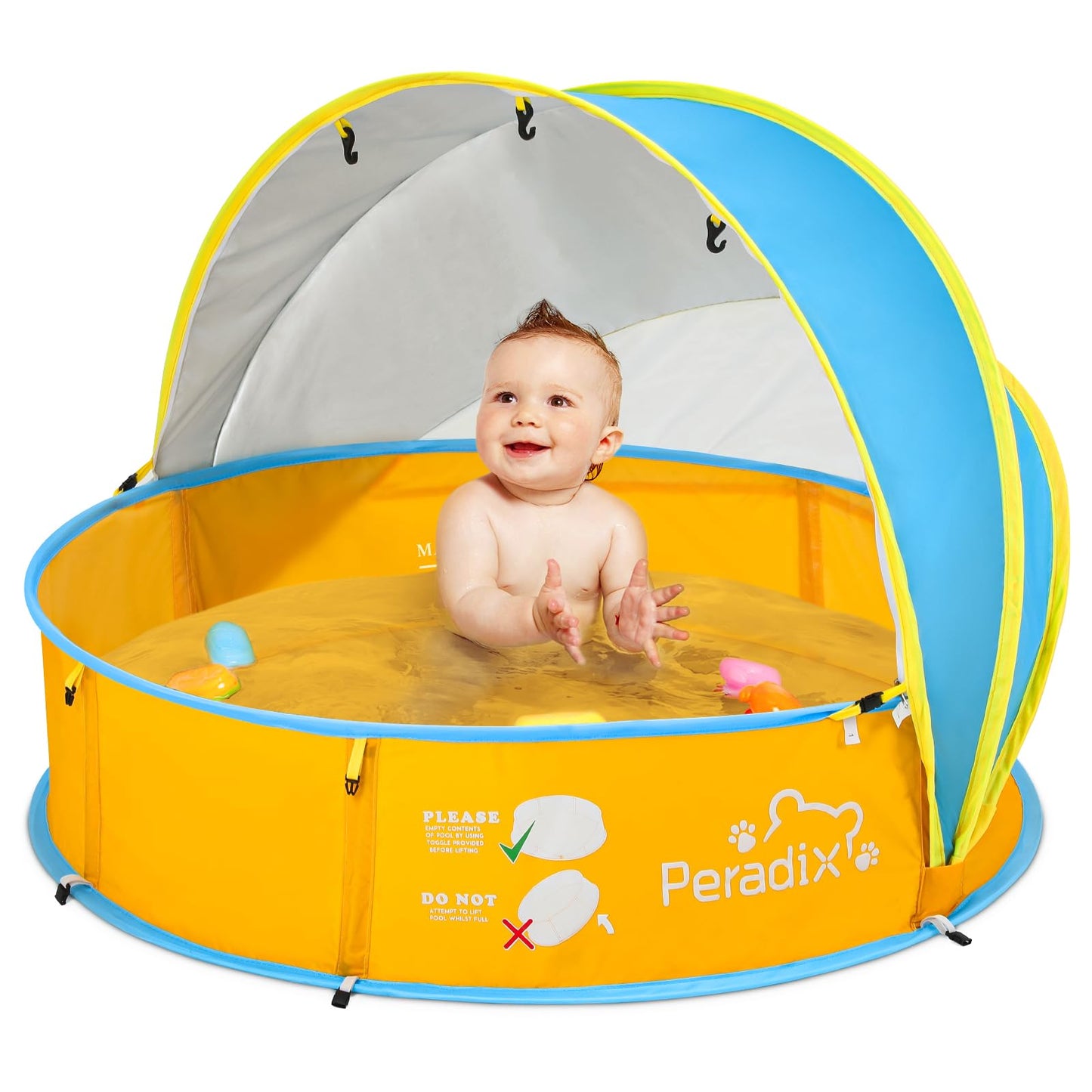 Peradix 4 in 1 Pop Up Baby Planschbecken,Babypool mit UV Schutz Bällepool, Baby Zelt Strandzelt mit Moskitonetz,Tragbare Spielzelt Bällebad Sonnenschutz Sommer für Jahre,(Blau)
