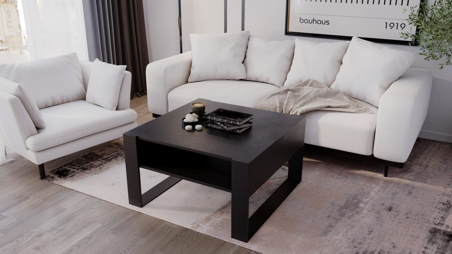 AKKE Karo Couchtisch für Wohnzimmer Beistelltisch Wohnzimmertisch Modern Sofatisch Kaffeetisch Deko Möbel für Wohnzimmer Wohnzimmertische Couchtische Eiche Mit Schwarzen Beinen