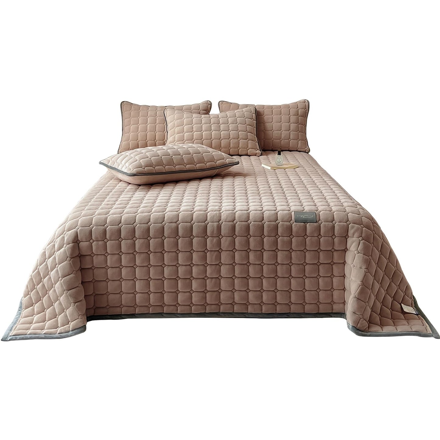 SHANNA Extra Large Duvet: Milk Velvet Soft Double Sided Duvet Ideal as Bedspread 230 x 250 cm with 2 Matching Pillowcases 50 x 70 cm (Beige)