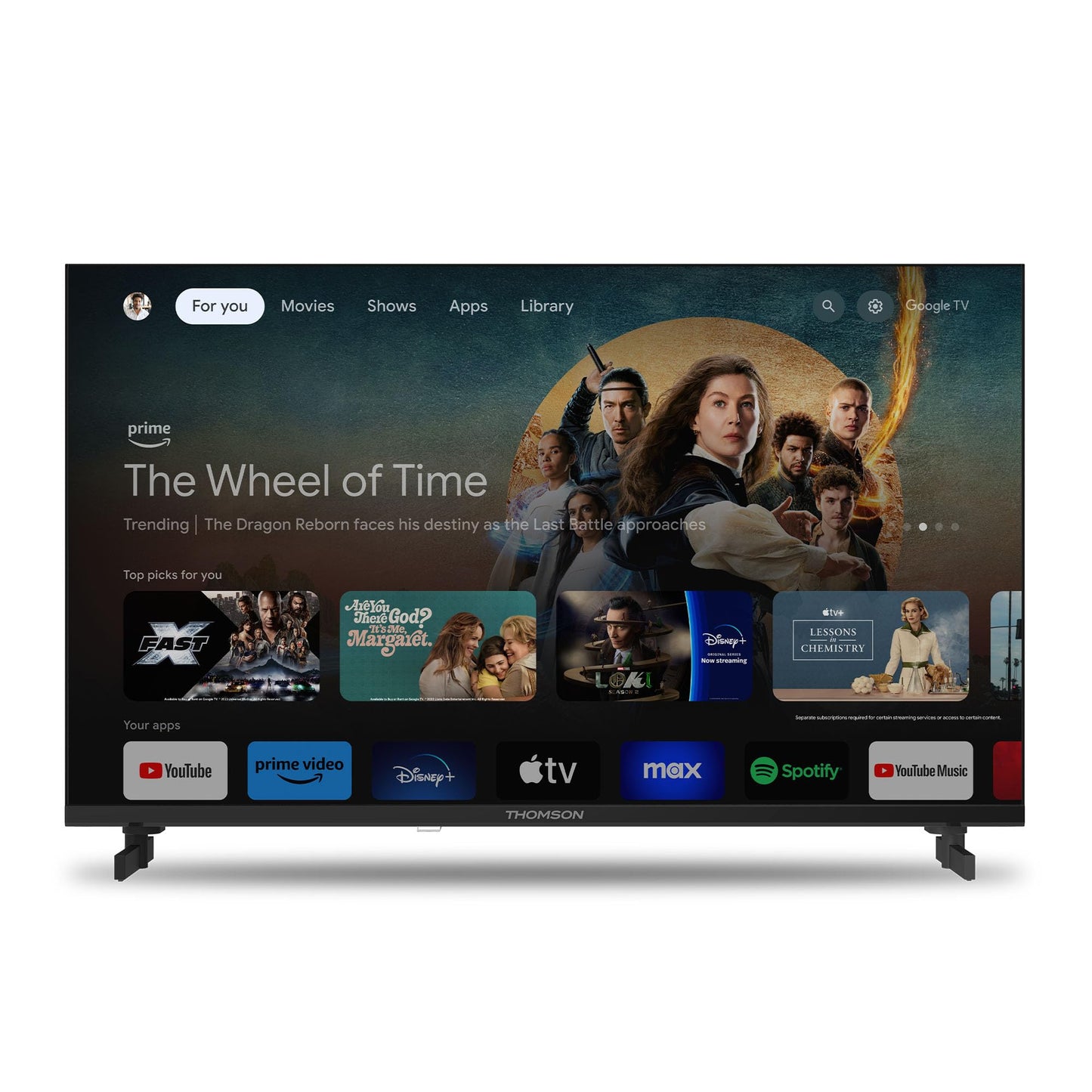 THOMSON 55QG6C14 QLED Plus Google Smart TV, Wi-Fi, Dolby Audio, Built-in Front Speaker, Bluetooth 5.1, Triple Tuner (Cable/Satellite/Antenna), HDMI, CI+, A+ Panel