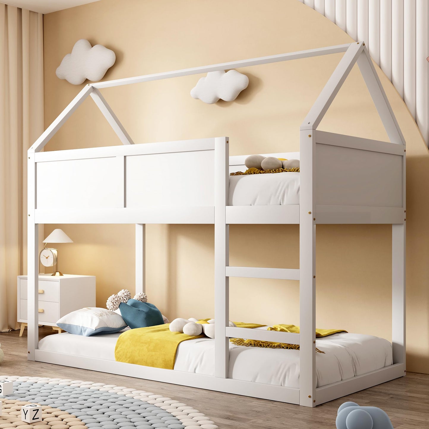 xixiworkshop Kinderbett 90x200cm Ausziehbett Bett mit Stauraum und USB-Steckdose/Mehreren Ablagefächern multifunktionales Jugendbett/Gästebett/Doppelbett mit Stauschrank Lattenrost,Ohne Matratze,Grau